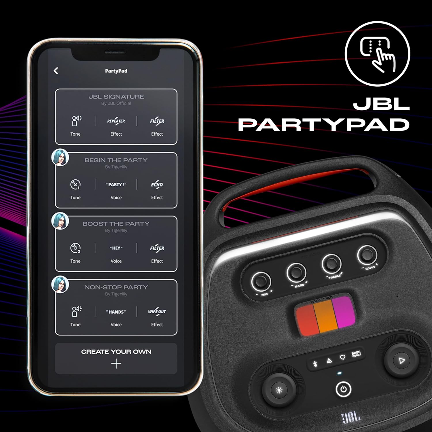 JBL Partybox Ultimate, Dynamic Lightshow, Party Pad, Wi-Fi & Bluetooth Connectivity, Dual Mic with Guitar Inputs, Pro Sound, Ipx4 Splashproof, Self Tuning, One App (Black) - Multimedia - Zapnet.in