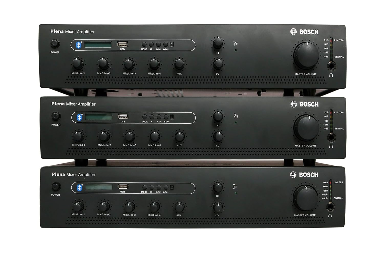 Bosch Plena PLE-1ME240-3IN, 240W Compact Mixer Amplifier with USB/Bluetooth, Black