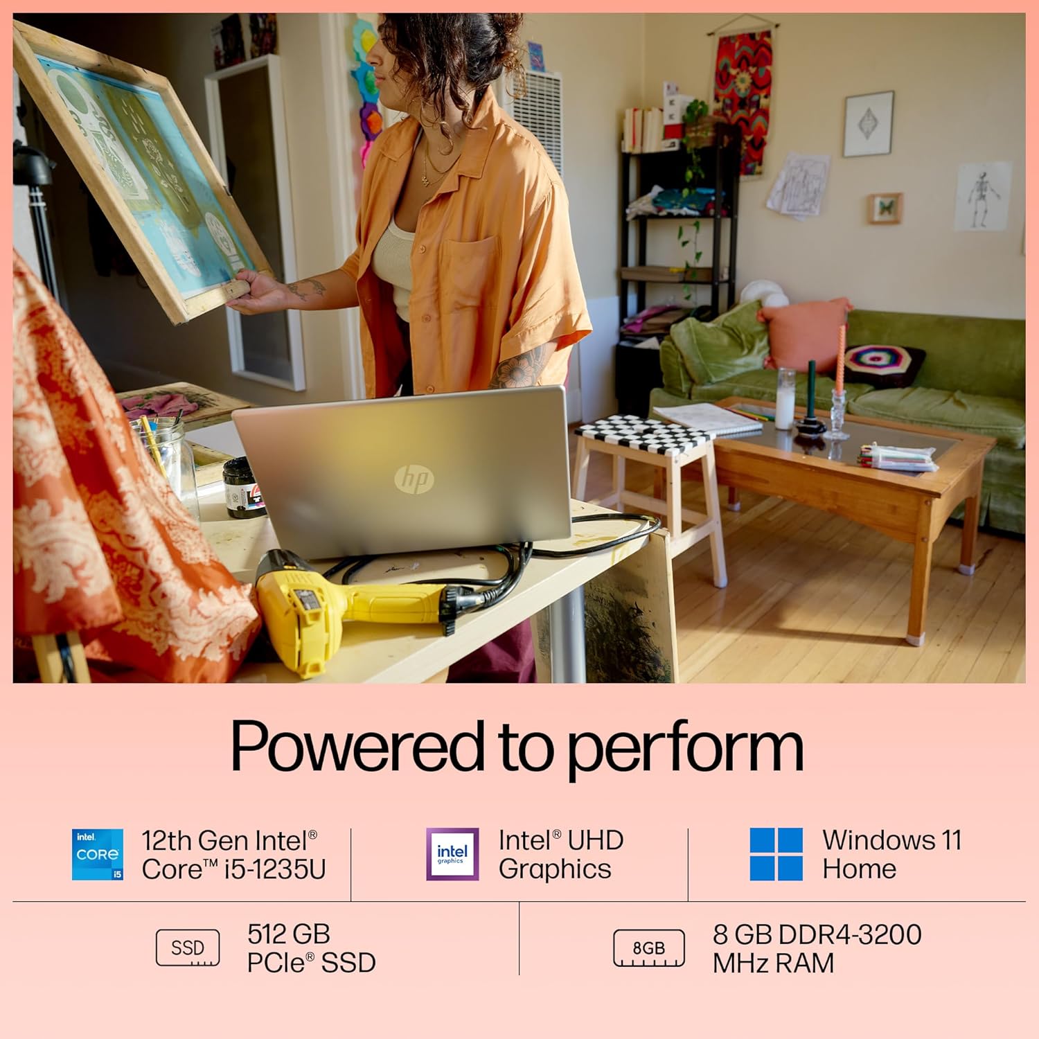 HP 15, 12th Gen Intel Core i5-1235U, 8GB DDR4, 512GB SSD, (Win11, Office21, Silver, 1.59kg) Anti-Glare, Micro-Edge, 15.6-inch(39.6cm) FHD Laptop, Intel UHD Graphics, FHD Camera, Backlit KB, fd0070tu