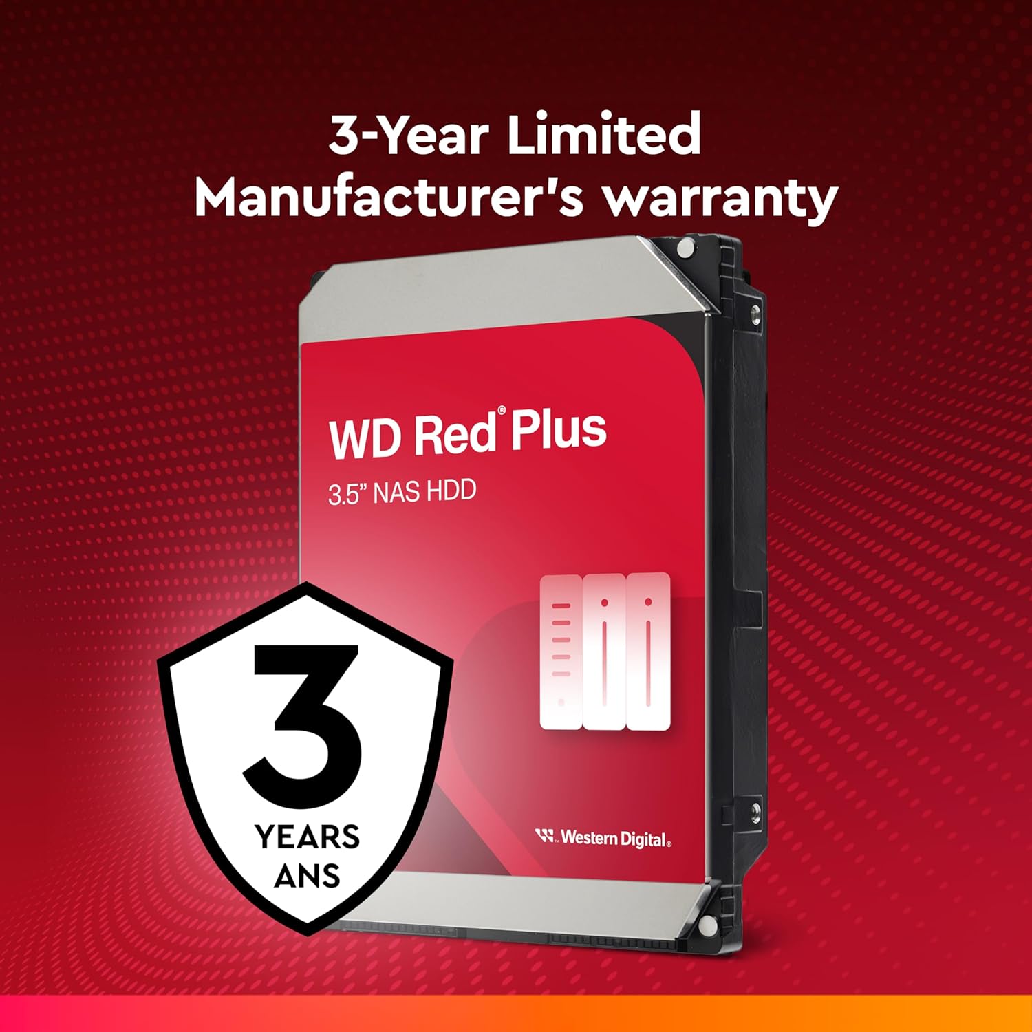 Western Digital 2TB WD Red Plus NAS Internal Hard Drive HDD - 5400 RPM, SATA 6 Gb/s, CMR, 64 MB Cache, 3.5" -WD20EFPX