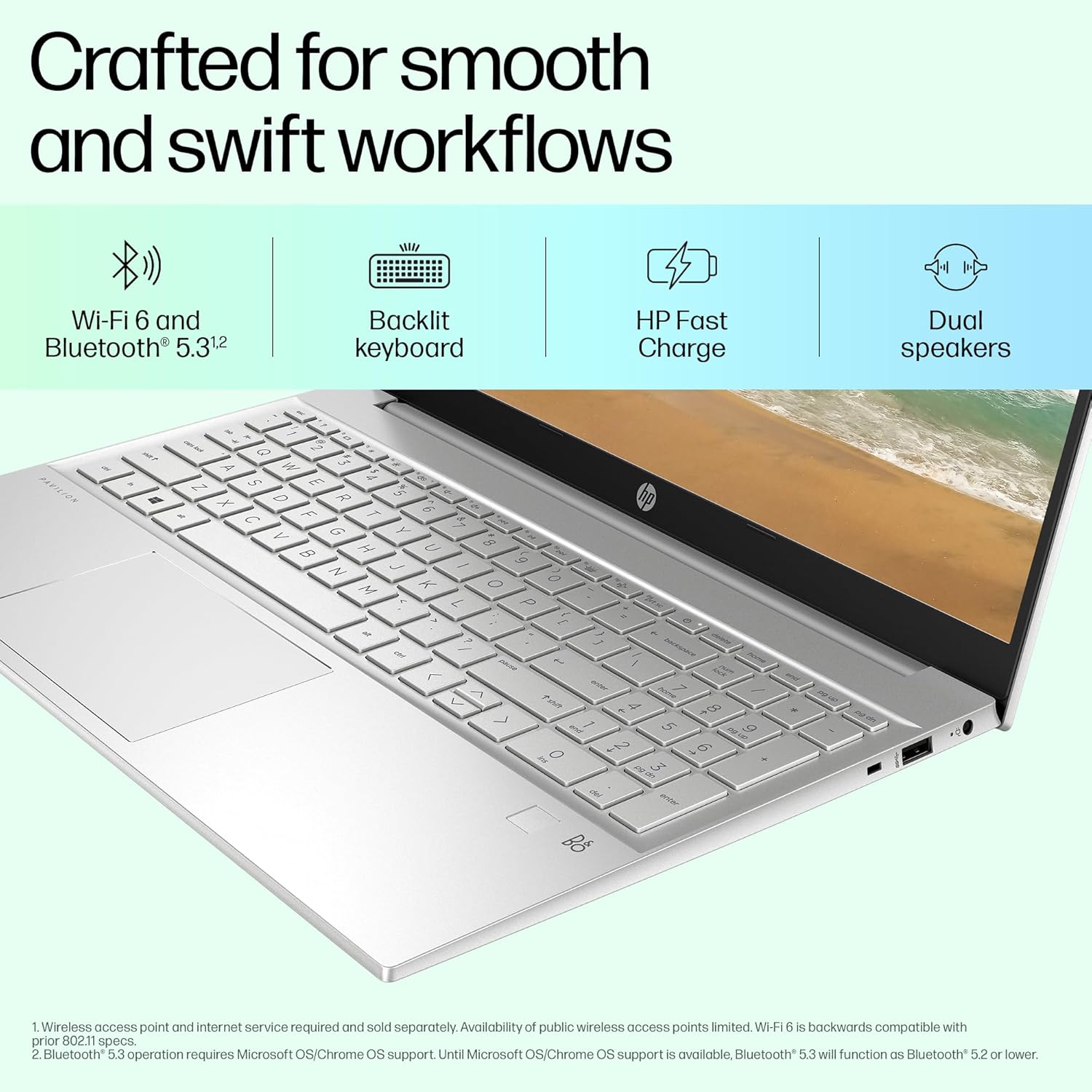 HP Pavilion 15, 13th Gen Intel Core i7-1360P, 16GB DDR4, 512GB SSD, (Win 11, Office 21, Silver, 1.75kg),IPS, Anti-glare, 15.6-inch (39.6cm) FHD Laptop, Intel Iris Xe graphics, HD camera, B&O, eg3032TU