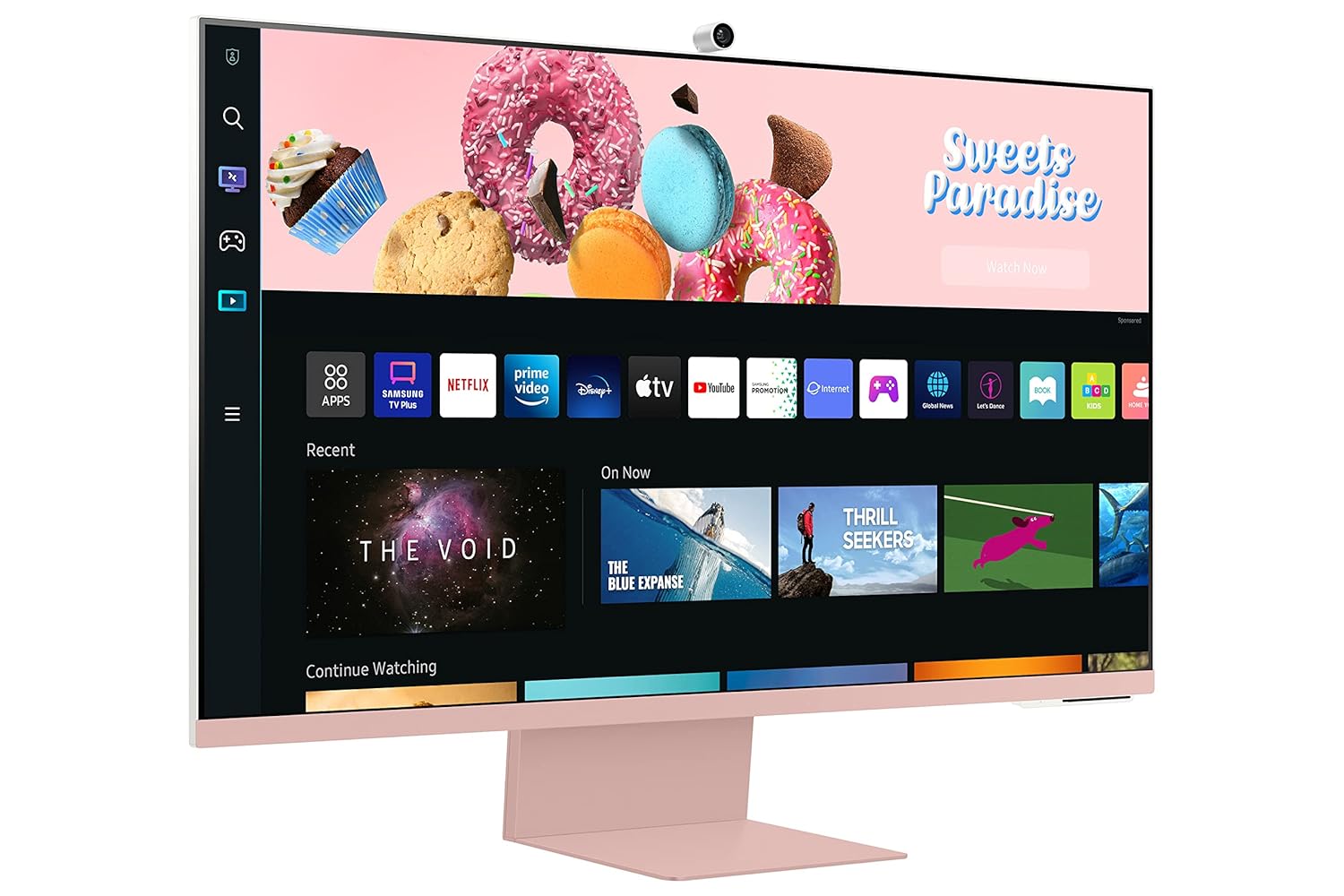 (Renewed) Samsung 32-Inch(80Cm) 3840 X 2160 Pixels M8 4K UHD Smart Monitor, Wireless Webcam, Type-C, Smart TV apps, TV Plus, Office 365, Dex, Apple Airplay, BT, IOT, Speakers, Remote (LS32BM80PUWXXL, Pink)