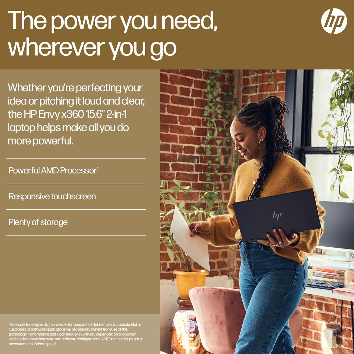 HP Envy x360, Ryzen 5 7530U, 15.6-inch (39.6 cm) FHD OLED Laptop,16GB LPDDR5, 512GB SSD, AMD Radeon Graphics, 5MP IR Camera, B&O, Pen (Win 11, MSO, Black, 2.14 kg), 15-fh0016AU