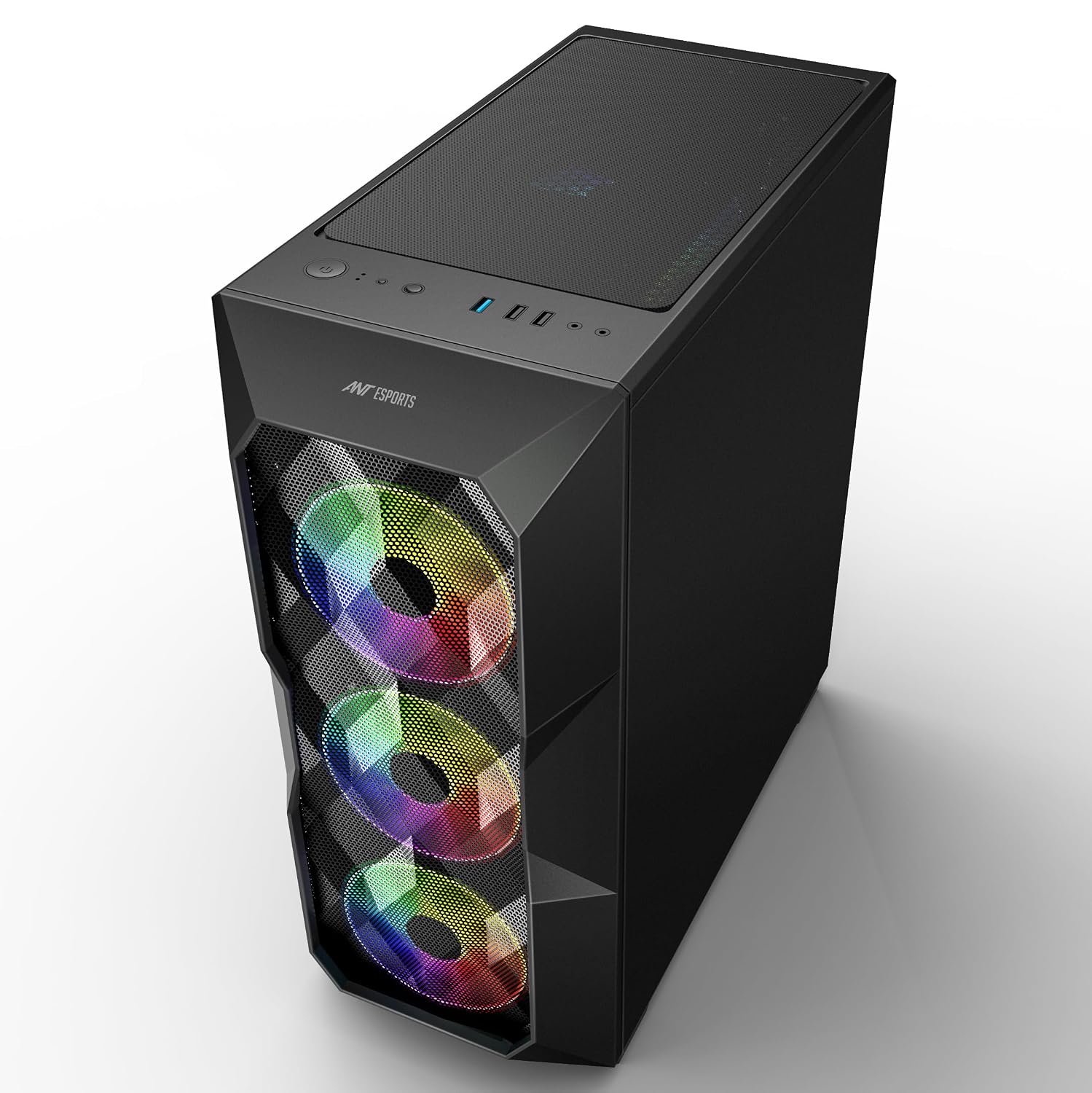 Ant Esports ICE-300 Mesh V2 Mid Tower Gaming Cabinet | High Airflow Mesh Front Panel | 4 Pre-Installed 120mm ARGB Fans | ATX, Micro-ATX, Mini-ITX Motherboard Support | Liquid Cooling Ready (Black)