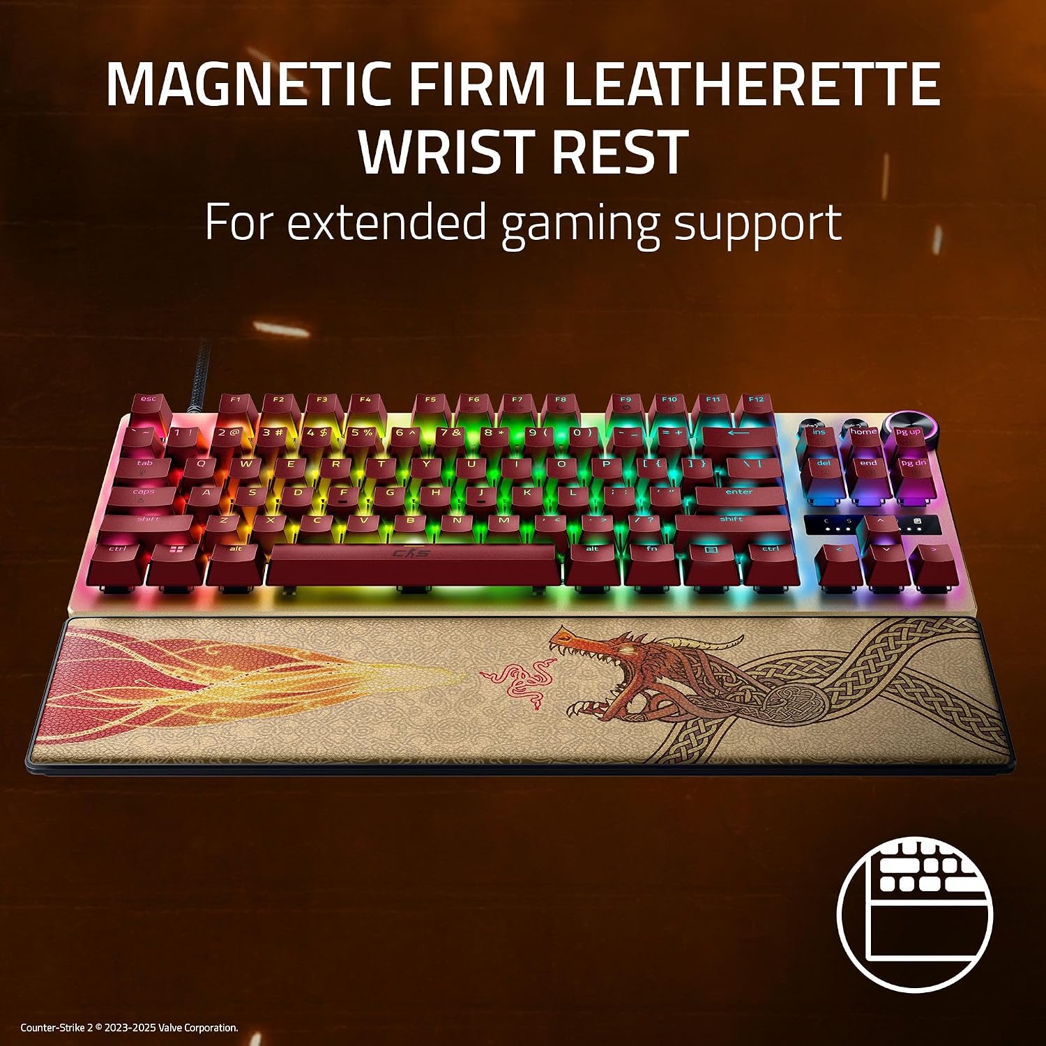 Razer Huntsman V3 Pro TKL Esports Gaming Keyboard, Counter Strike 2 Edition | Analog Optical Switches Gen 2, Razer Snap Tap, Rapid Trigger, Adjustable Actuation, Media Keys & Dial, PBT Keycaps