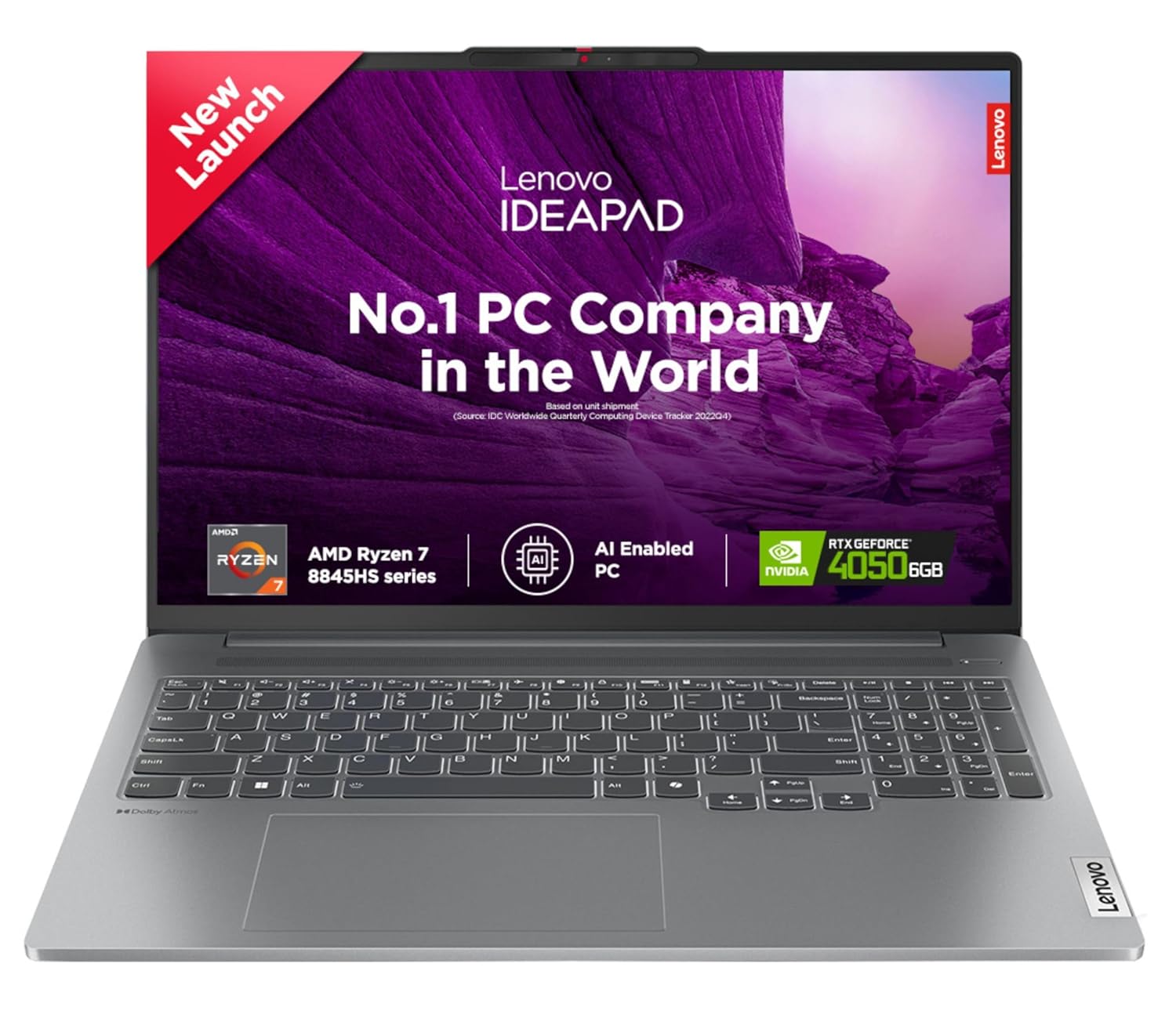 Lenovo IdeaPad Pro 5 AMD Ryzen 7 8845HS 16" (40.64cm) 2K-OLED 400Nits 120Hz Laptop (16GB/1TB SSD/NVDIA RTX 4050 6GB/Win11/100% DCI-P3/Office 2021/Alexa/3 Month Game Pass/Grey/1.91Kg), 83D5000SIN