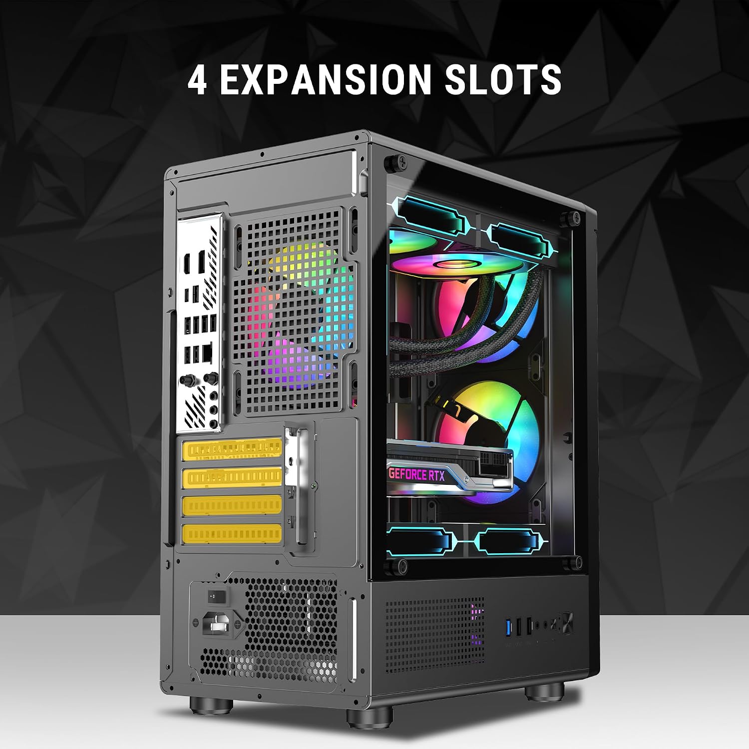Ant Value VM45 Mid-Tower Computer Case/Gaming Cabinet - Black | Support M-ATX, ITX | Pre-Installed 4 Fans