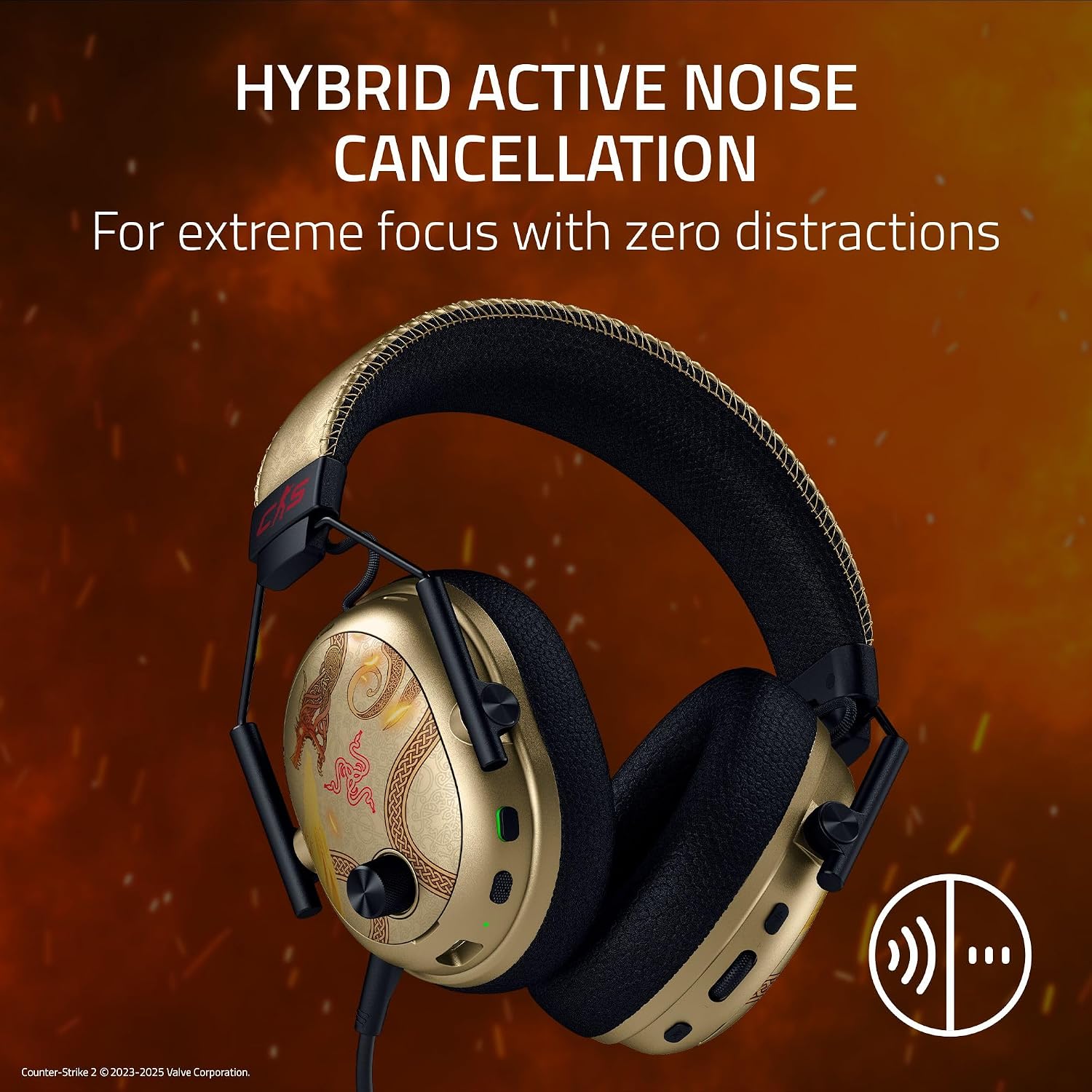 Razer BlackShark V3 Pro Wireless ANC PC Gaming Headset, CS2 Edition | Full Band Mic, 50mm Drivers, 2.4 GHz, Bluetooth, USB, 3.5mm, Works with Mac, PS5, Nintendo Switch, Smartphone, 70 Hr Battery