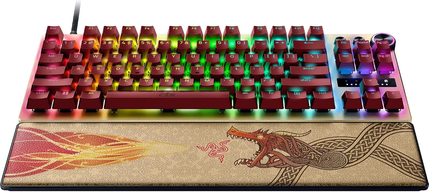 Razer Huntsman V3 Pro TKL Esports Gaming Keyboard, Counter Strike 2 Edition | Analog Optical Switches Gen 2, Razer Snap Tap, Rapid Trigger, Adjustable Actuation, Media Keys & Dial, PBT Keycaps