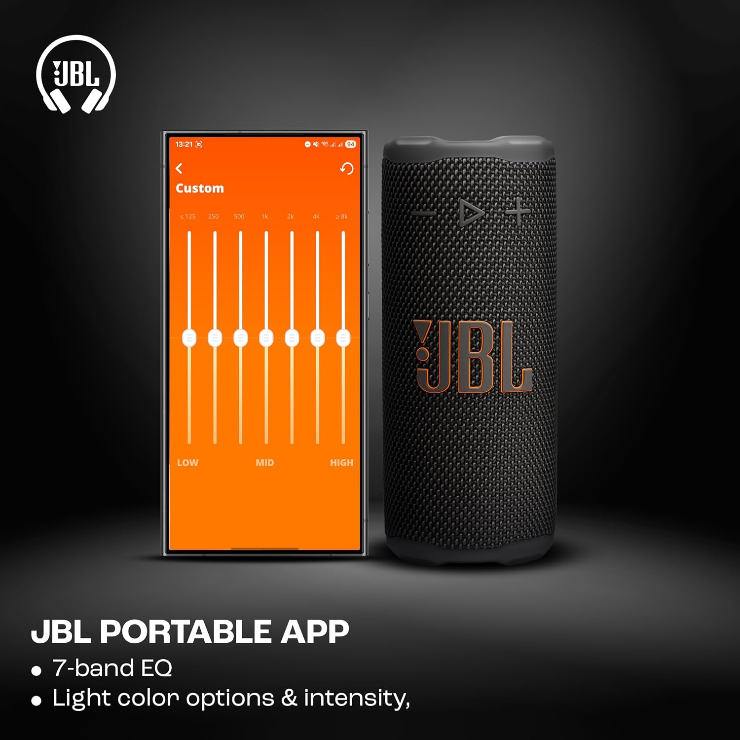 JBL Grip Wireless Portable Bluetooth Speaker, JBL Pro Sound with AI Sound Boost, IP68 Waterproof/Dustproof, Ambient Light, Upto 14H Playtime, Auracast Multi-Speaker Connection, Black