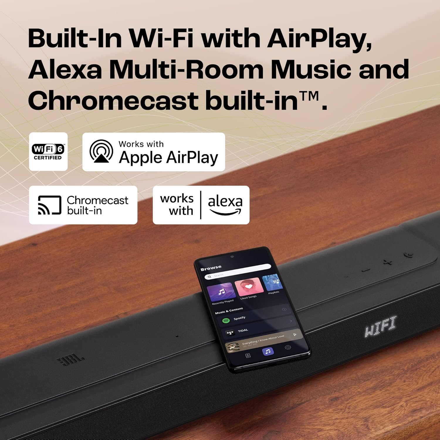 JBL Bar 500 Pro Dolby Atmos® Soundbar with Wireless Subwoofer, 5.1 Channel, 3D Surround, Multibeam™, HDMI eARC with 4K Dolby Vision Pass-Through, One App, Bluetooth, Wi-Fi & Optical Input (590W) - Zapnet.in