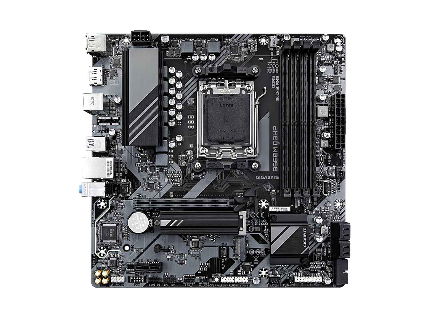 GIGABYTE B650M D3HP (AM5/ LGA 1718/ AMD/ B650/ Micro ATX/ 5-Year Warranty/ DDR5/ 2X PCIe 4.0 M.2/ PCIe 4.0/ USB 3.2 Gen2 Type-C/ 2.5GbE LAN/Motherboard)