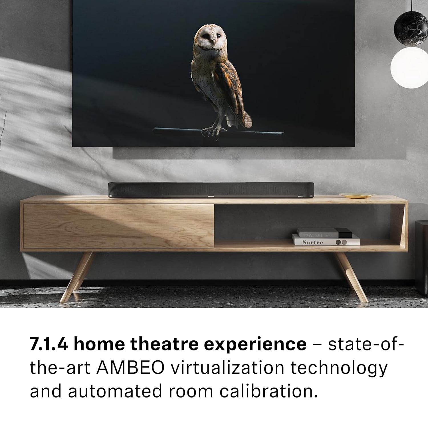 Sennheiser AMBEO Soundbar Plus - 400 Watts with Immersive 3D Surround Sound, Virtual 7.1.4 Speaker Setup, Built-in 4 Dual Subwoofers, Alexa Built-in and Dolby Atmos, 2 Years Warranty