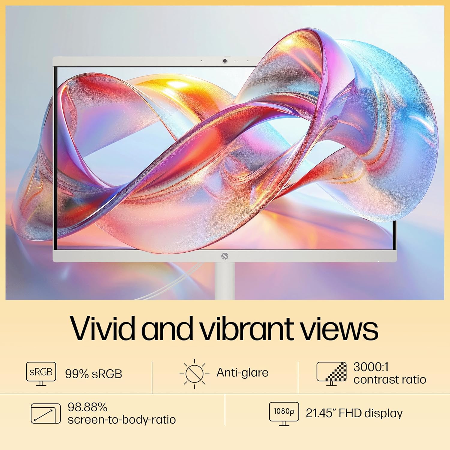 HP All-in-One, Intel N200 (8GB DDR5, 512GB SSD) 21.45'' (54.5 Cm), FHD, Win11, White, 4.17 Kg, Intel UHD Graphics, 720P HD Camera W/Privacy Shutter, Dual Speakers, Dg0154In - Zapnet.in