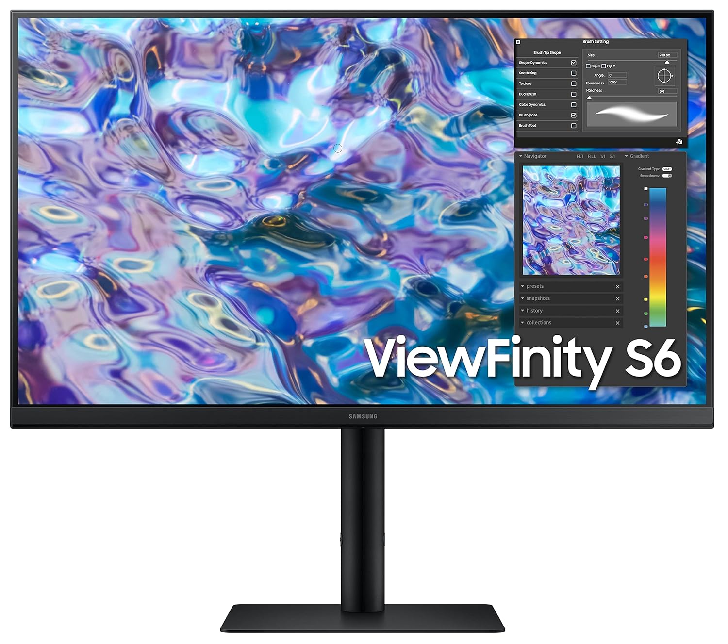 Samsung ViewFinity S6 Flat Monitor 27-Inch (68.5 cm) QHD (2,560 x 1,440 Resolution), IPS Panel, 5ms(GTG), 75 Hz, Display Port, HDMI, Headphone Jack, AMD FreeSync, HAS, Pivot (LS27B610EQWXXL, Black)