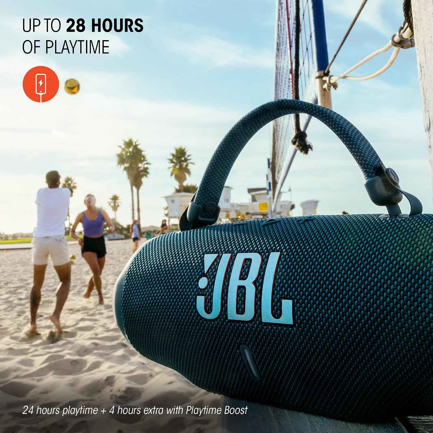 JBL Charge 6 - Portable Waterproof & Drop-Proof Bluetooth Speaker, Bold Pro Sound with AI Sound Boost, 28Hrs of Playtime, Built-in powerbank & Comes with a Sturdy/Removable Carrying Strap (White)