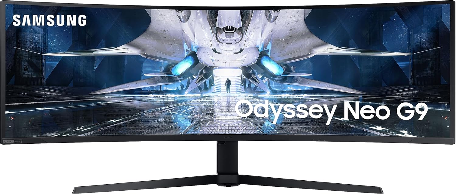 Samsung 49-inch(124.4cm) Odyssey Neo G9 Dual QHD, 240Hz, 1ms Curved Gaming Monitor, Quantum Mini-LED, HDR 2000, FreeSync Premium Pro (LS49AG950NWXXL, Black)