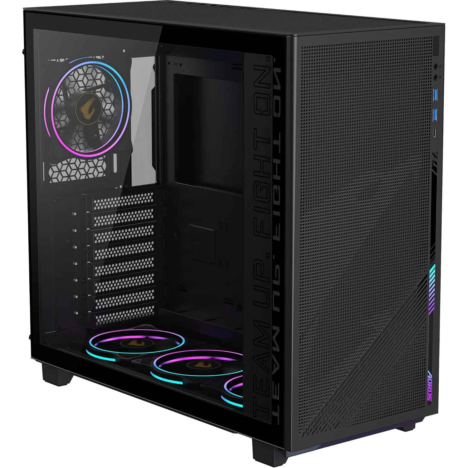 GIGABYTE GB-AC400G Mid Tower Gaming Cabinet | Mesh Front Panel | Tempered Glass Side | Supports ATX, Micro ATX, Mini ITX | Pre-Installed 4 Fans | USB 3.0 | High Airflow – Black