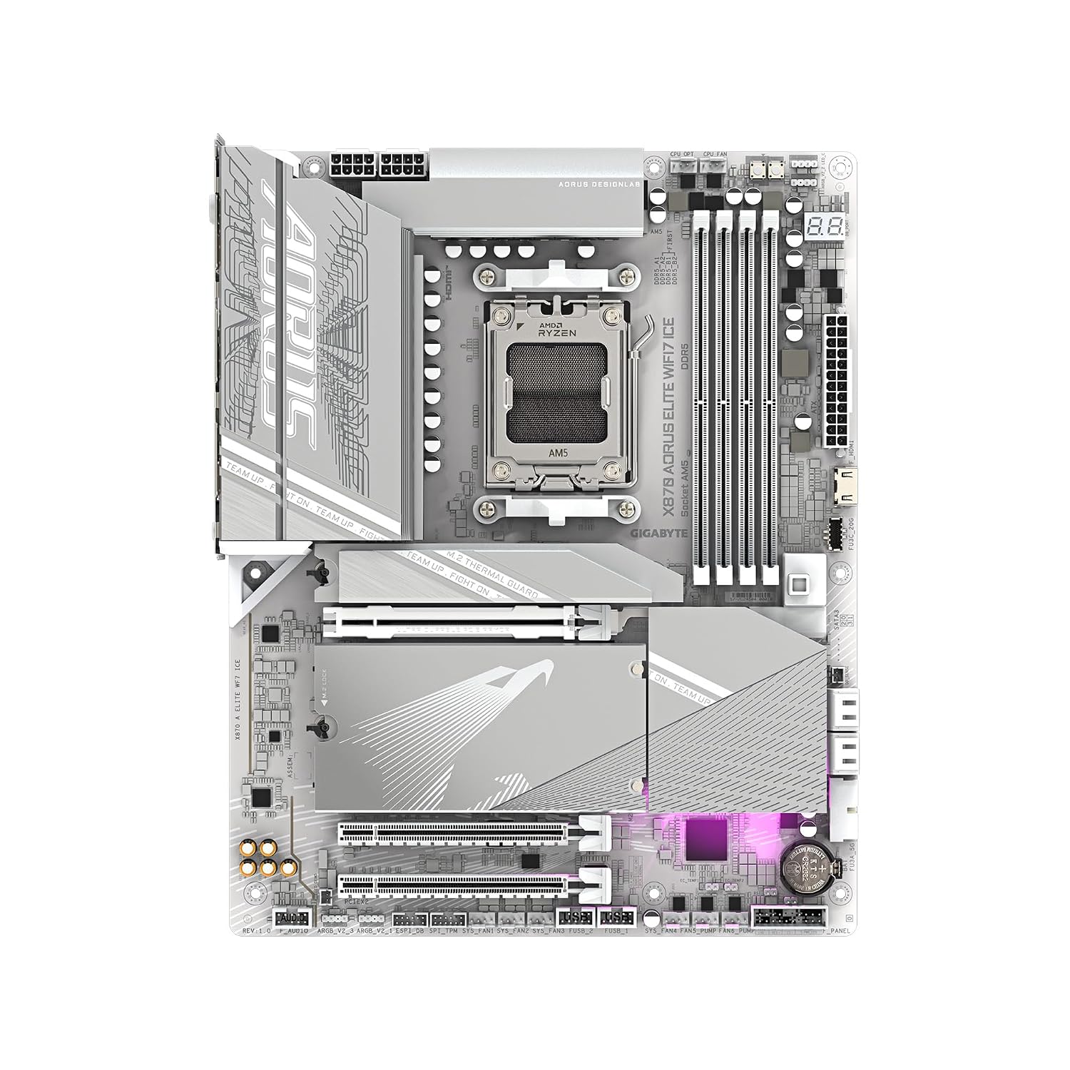 GIGABYTE X870 AORUS Elite WIFI7 ICE AMD AM5 LGA 1718 Motherboard, ATX, DDR5, 4X M.2, PCIe 5.0, USB4, WIFI7, 2.5GbE LAN, EZ-Latch