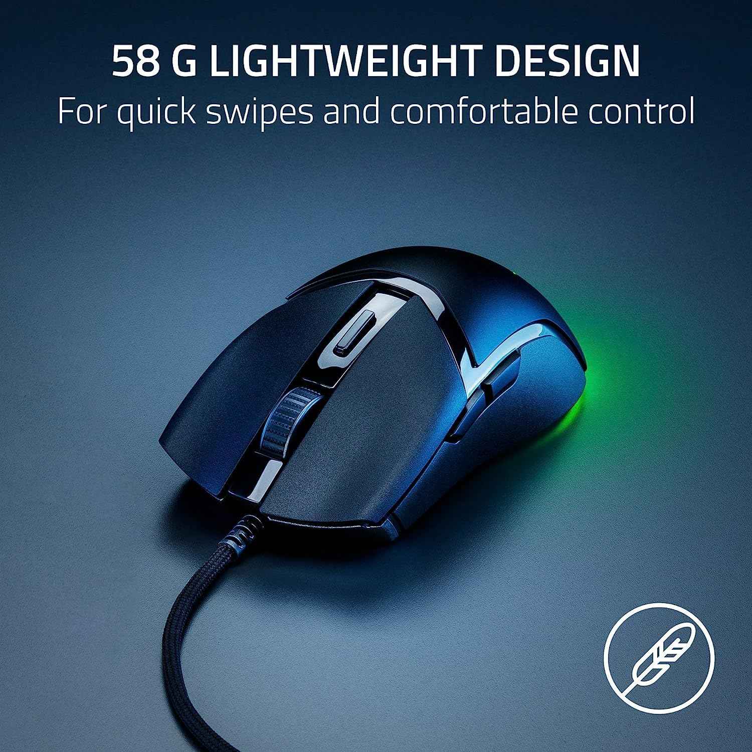 Razer Cobra Smartchoice Wired Gaming Mouse, 58g Lightweight Design, Gen-3 Optical Switches, Chroma RGB Underglow, 8500 DPI Optical Sensor, Speedflex Cable, Black