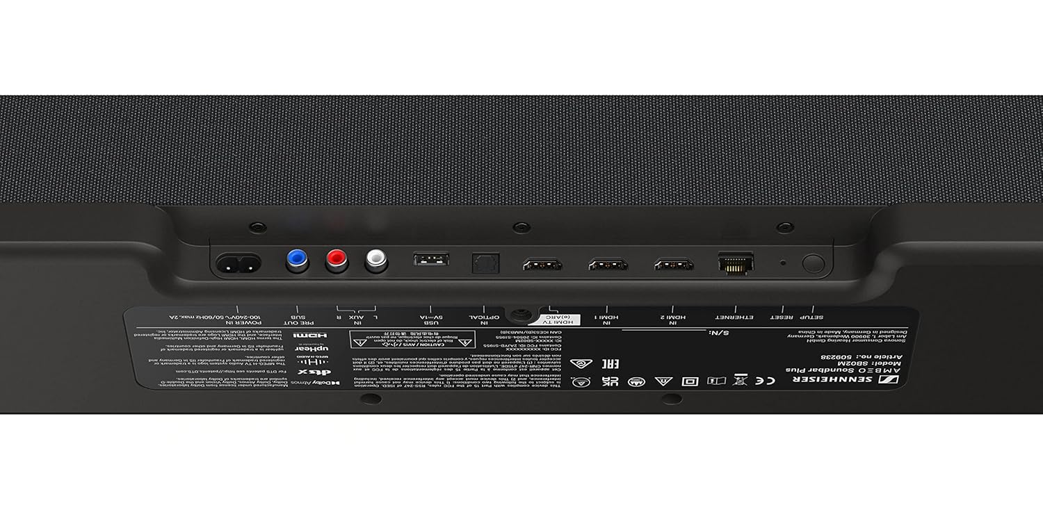 Sennheiser AMBEO Soundbar Plus - 400 Watts with Immersive 3D Surround Sound, Virtual 7.1.4 Speaker Setup, Built-in 4 Dual Subwoofers, Alexa Built-in and Dolby Atmos, 2 Years Warranty