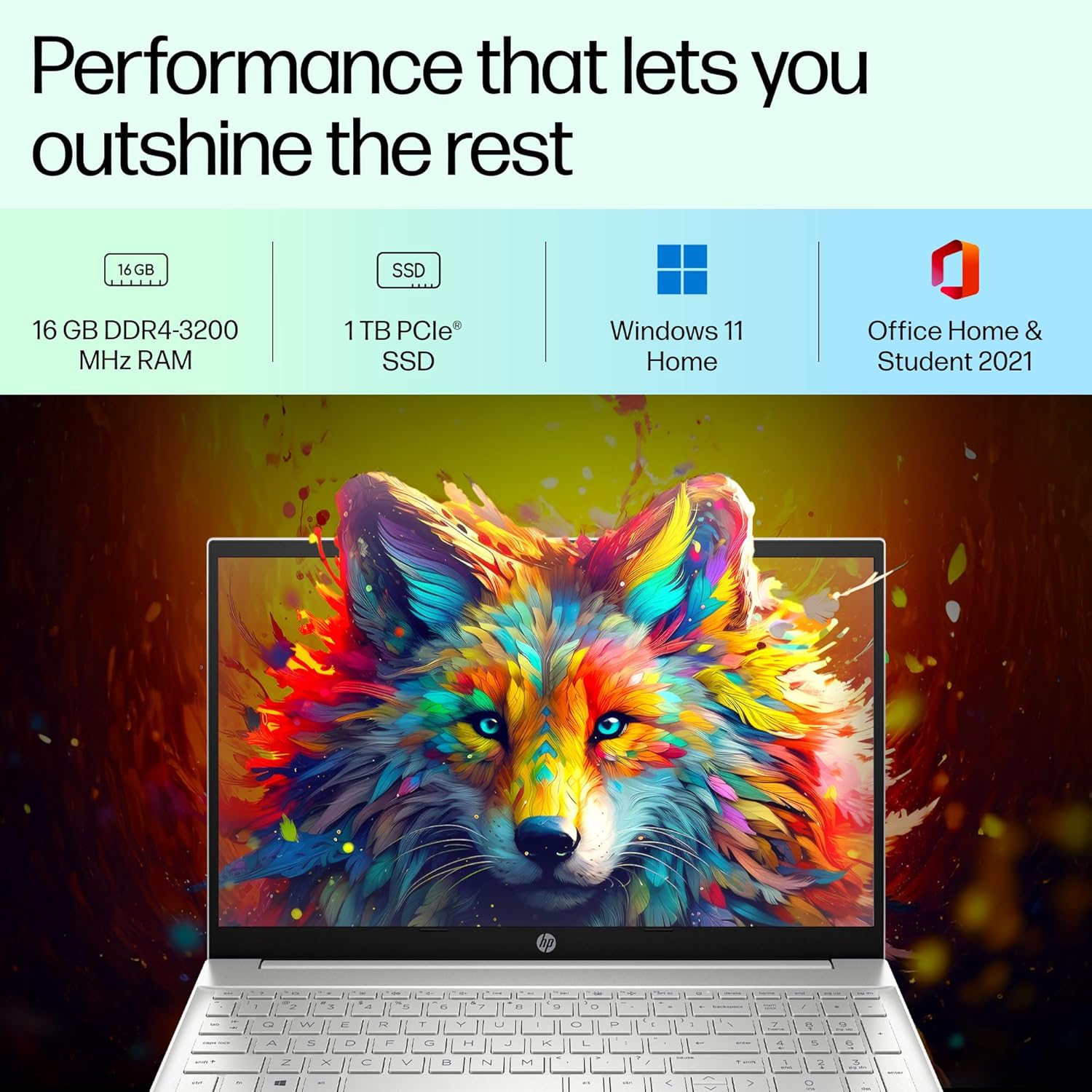 HP Pavilion, 13th Gen Intel Core i7-1360P, 16GB DDR4, 1TB SSD, (Win11, Office21, Silver, 1.75kg) IPS, Anti-glare, 15.6-inch (39.6cm) FHD Laptop, Intel Iris Xe graphics, HD camera, Backlit KB, eg3036TU