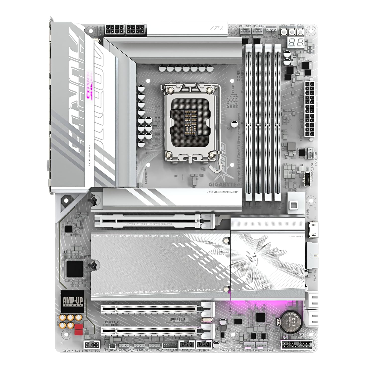 GIGABYTE Z890 AORUS ELITE WIFI7 ICE Motherboard - Supports Intel Core Ultra CPU (Series 2), 16+1+2 Phase VRM, up to 8800MHz DDR5 (OC), 1xPCIe 5.0 + 3xPCIe 4.0, Wi-Fi 7, 2.5GbE LAN, Thunderbolt 4