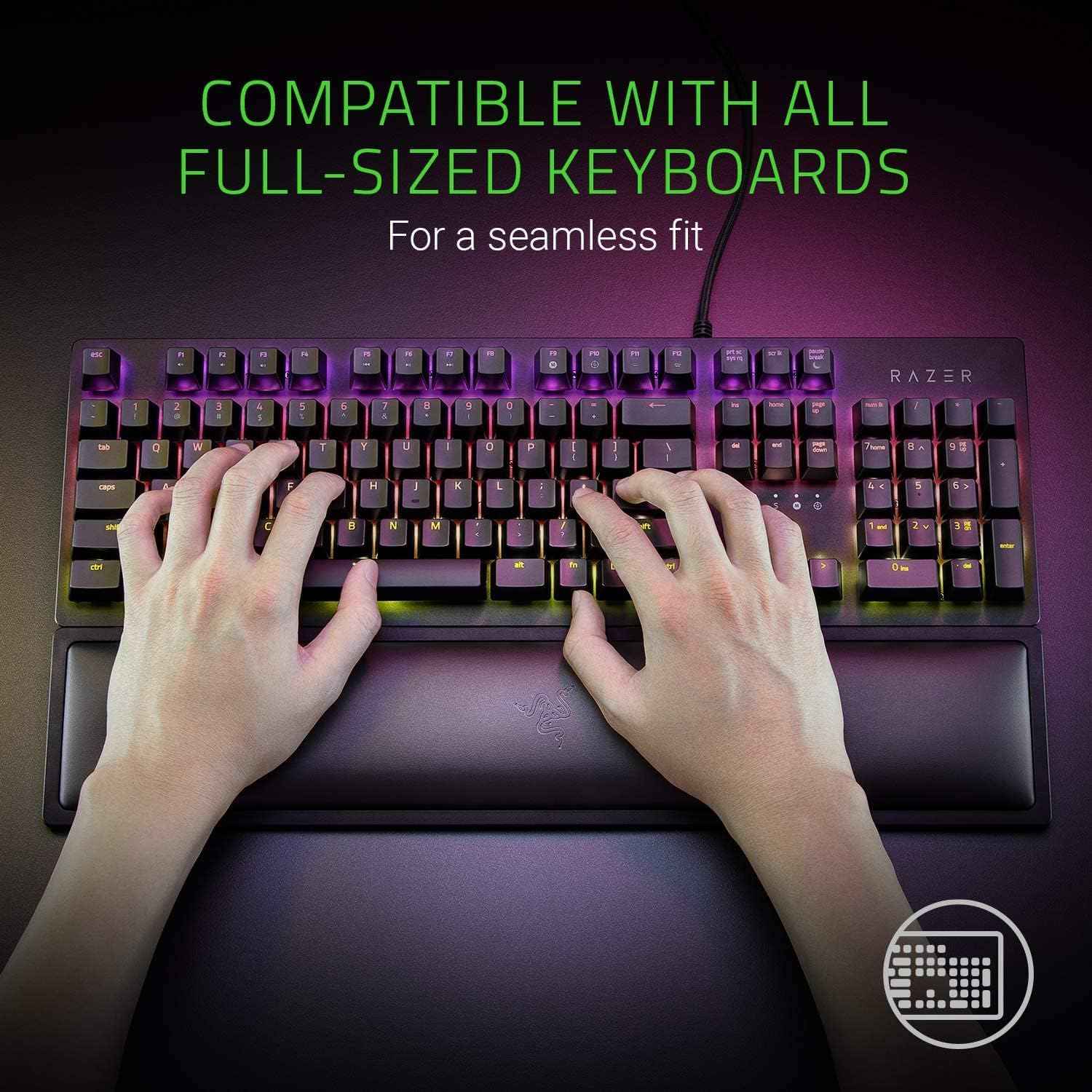 Razer RC21-01470200-R3M1 Plush Leatherette Wrist Rest Cushion for Full-Sized Keyboards - Black