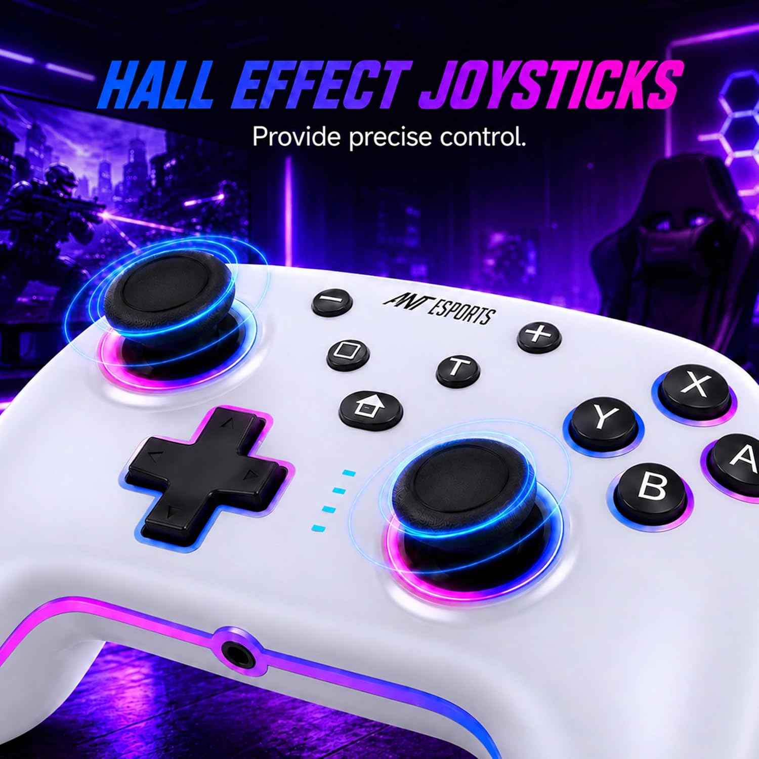 Ant Esports Supernova Lite White Wireless Gaming Controller for Android, iPhone|iPad,PC&Smart TV|Bluetooth Gamepad with Turbo Function, Dual Vibration, RGB Lighting,Macro Controls&Ergonomic Design