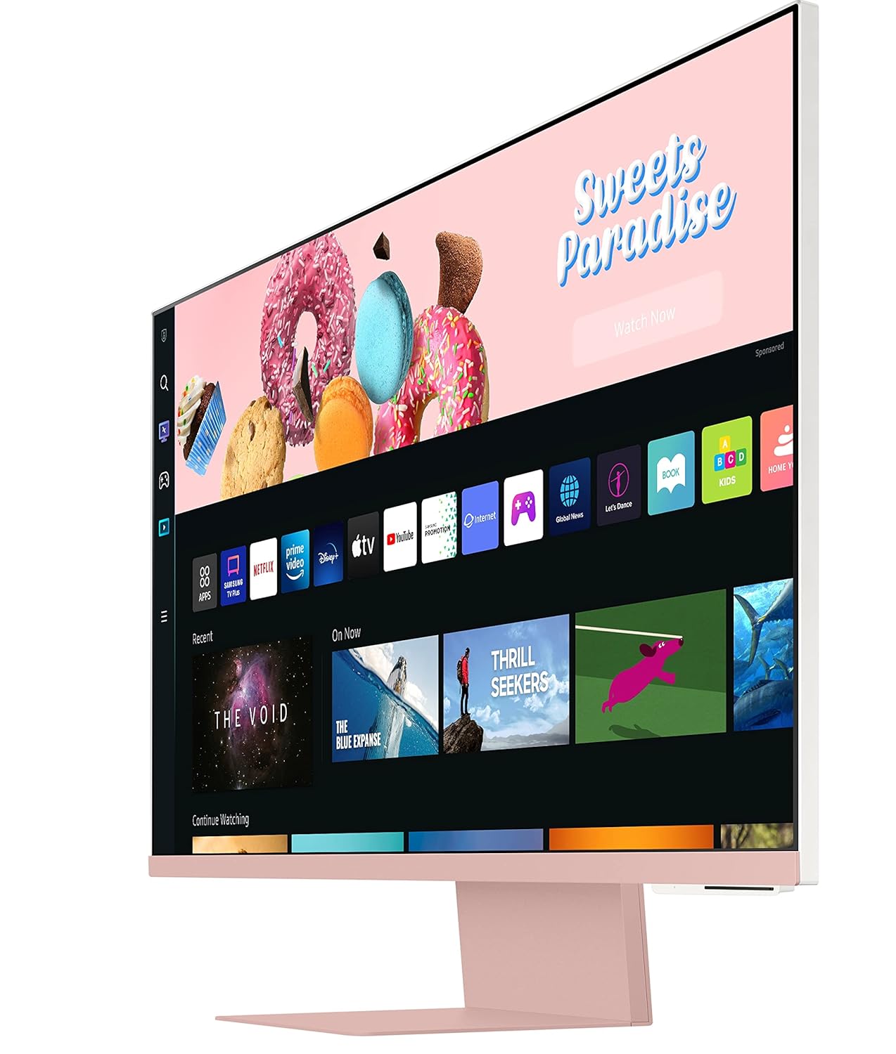(Renewed) Samsung 32-Inch(80Cm) 3840 X 2160 Pixels M8 4K UHD Smart Monitor, Wireless Webcam, Type-C, Smart TV apps, TV Plus, Office 365, Dex, Apple Airplay, BT, IOT, Speakers, Remote (LS32BM80PUWXXL, Pink)