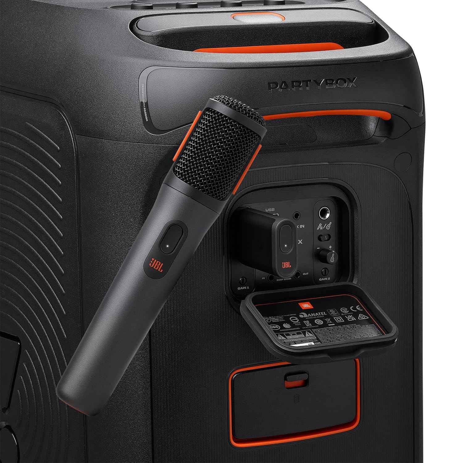 JBL Partybox Wireless Microphone for JBL Partybox Speakers with Wireless Dongle, Stable 2.4GHz Connection, Up to 20 Hours Playtime, 2 Mics in the Box (Black)