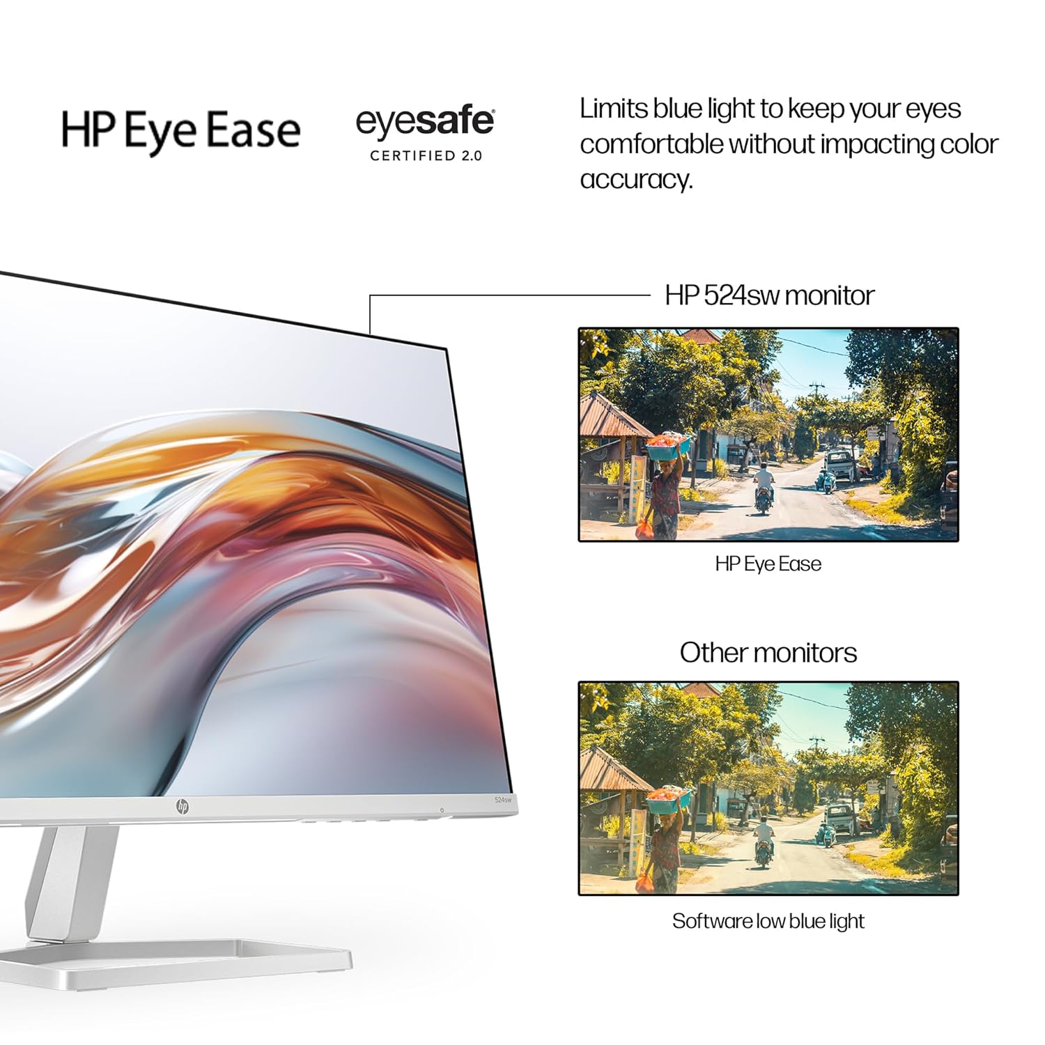 HP Series 5 23.8 inch FHD Monitor - 524sw, 23.8inch(60.5cm),FHD(1920 x 1080),3-Sided Micro-Edge Bezel, Thin & Light, 300 nits,100 hz, Eye Ease,2.5kg