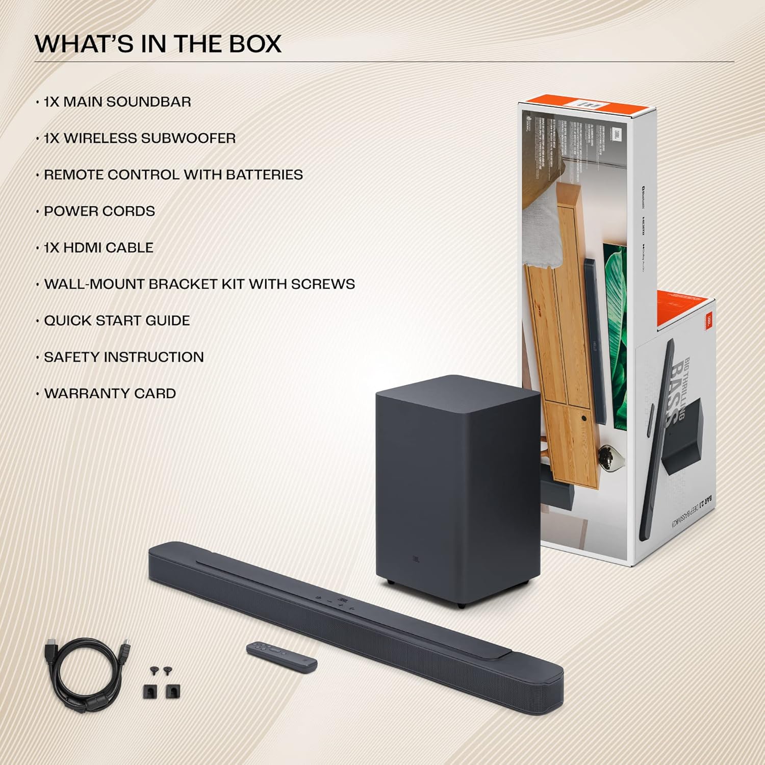 JBL Bar 2.1 Deep Bass (MK2), Soundbar with 6.5” Down-Firing Wireless Subwoofer, 2.1 Channel, Built-in Dolby Digital, Bluetooth, HDMI & Optical Connectivity (300W) - Zapnet.in