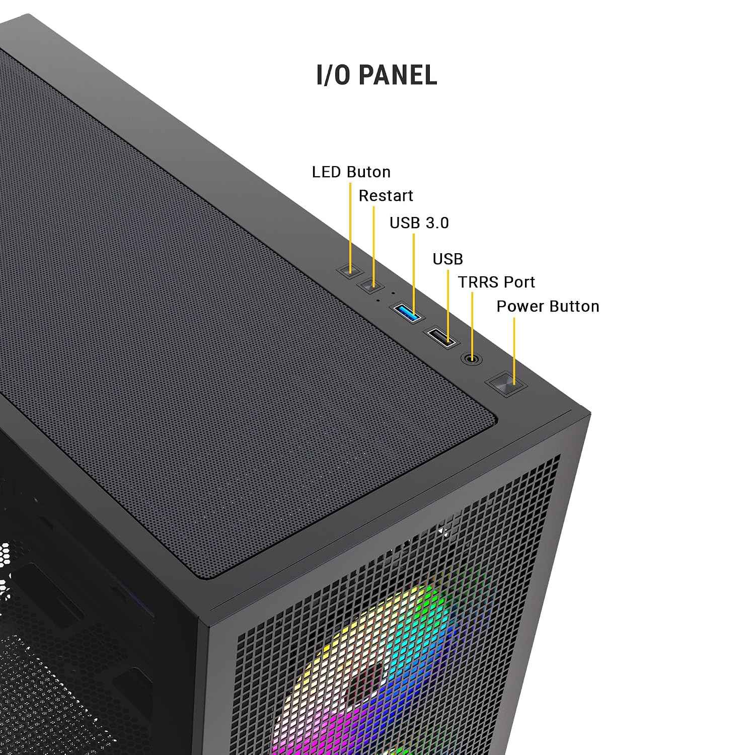 Ant Esports EVO 360 Mid-Tower Computer Case/Gaming Cabinet - Black | Pre-Installed 4 ARGB Fans