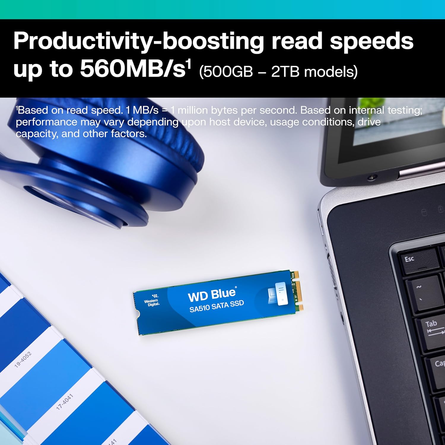 Western Digital WD Blue SA510 M.2 500GB, Up to 560MB/s, 2.5 Inch/7 mm, 5Y Warranty, Internal Solid State Drive (SSD) (WDS500G3B0B)