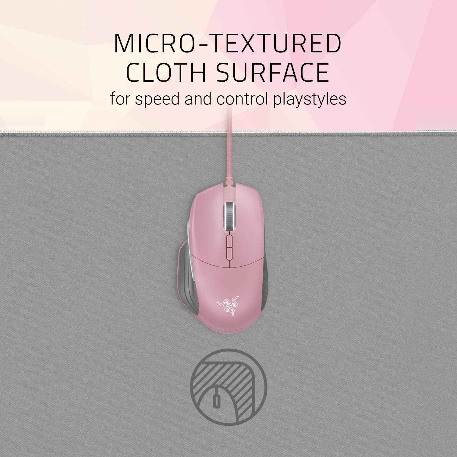 Razer Goliathus Extended Chroma Gaming Mouse Pad: Customizable Chroma RGB Lighting - Soft, Cloth Material - Balanced Control & Speed - Non-Slip Rubber Base - Quartz Pink