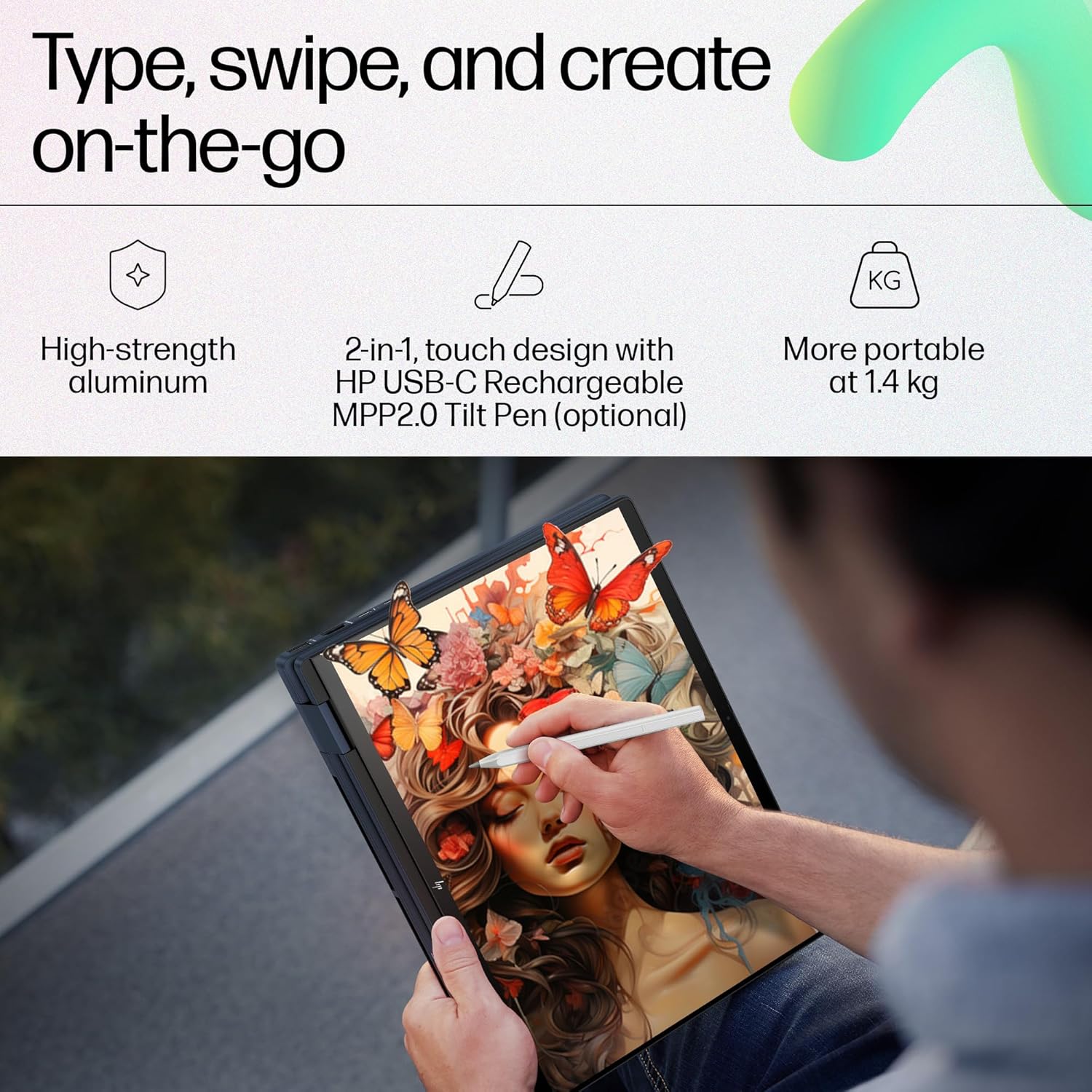 HP Envy X360 Convertible, Enhanced by AI, Intel 14th Gen Evo Core Ultra 7 155U, 14-inch (35.6 cm), 2.8K OLED, 400 nits, 32GB, 1TB SSD, Touch, 5MP IR Camera, (Win 11 Home+MSO, Blue,1.44 Kg), FC0100TU