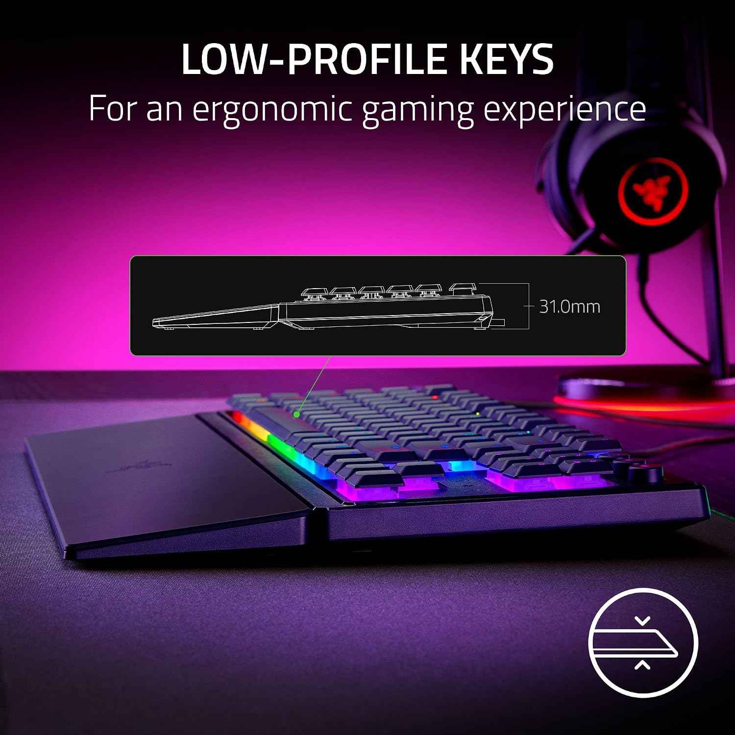 Razer Ornata V3 Tenkeyless - Low Profile Gaming Mechanical Membrane Wired Keyboard-Black-RZ03-04880100-R3M1