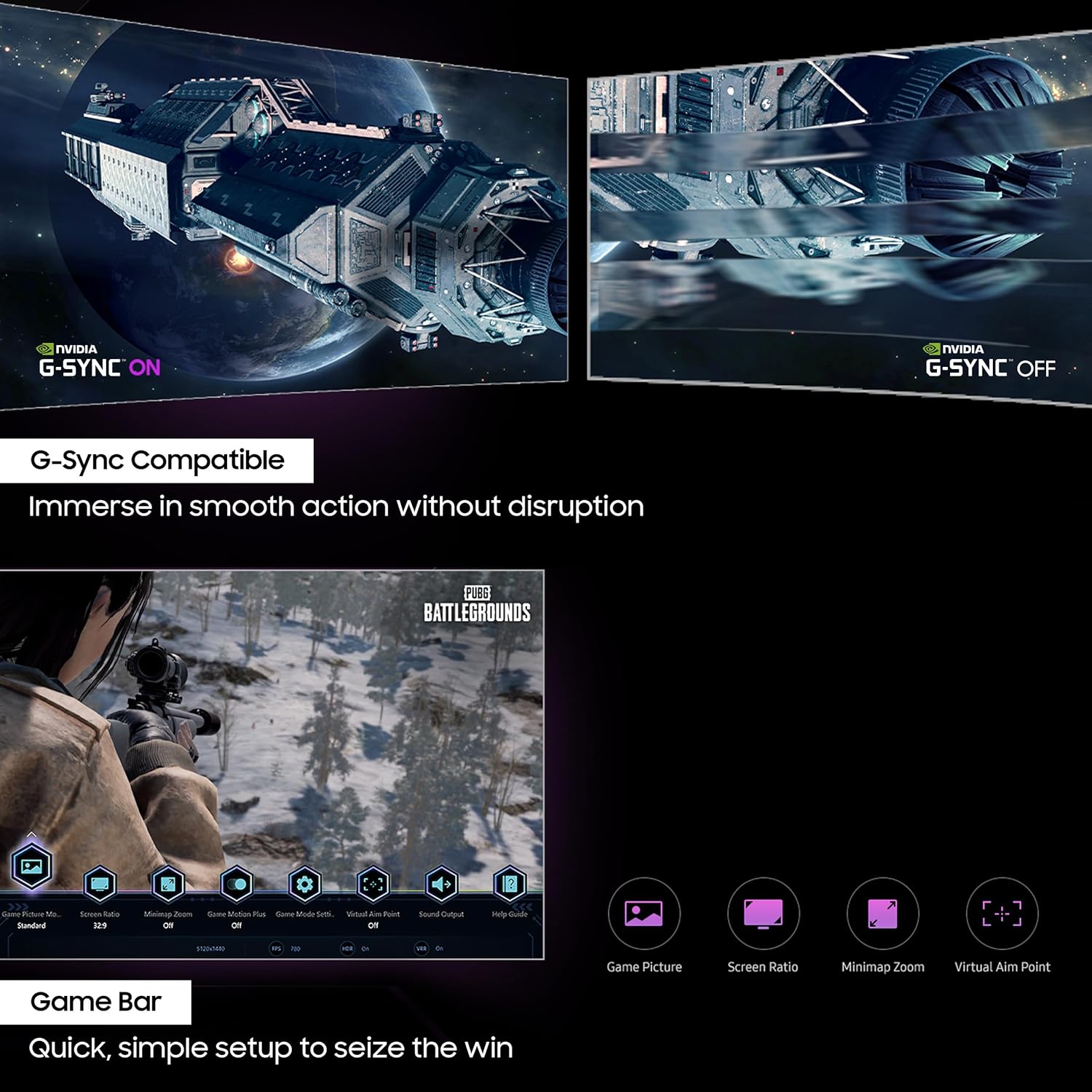 Samsung 49-inch (124.4cm) Odyssey OLED G9 Dual QHD, 5120 x 1440, 240Hz, 0.03ms Curved Gaming Monitor, USB Hub, HAS, Neo Quantum Processor, Smart TV, AMD FreeSync Premium Pro (LS49CG950SWXXL,Black)