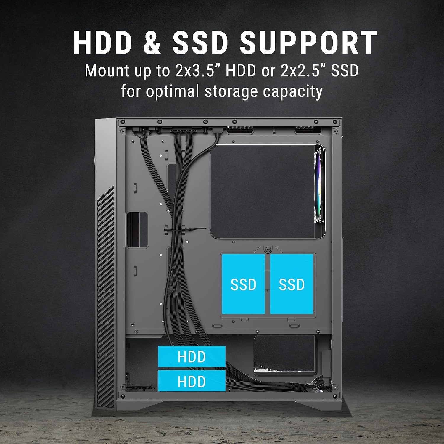 Ant Esports ICE- 270M 6F Mid-Tower Computer Case/Gaming Cabinet with Front Mesh Panel- Black | Support ATX, Micro-ATX, Mini-ITX | Pre-Installed 6 Static RGB Fans