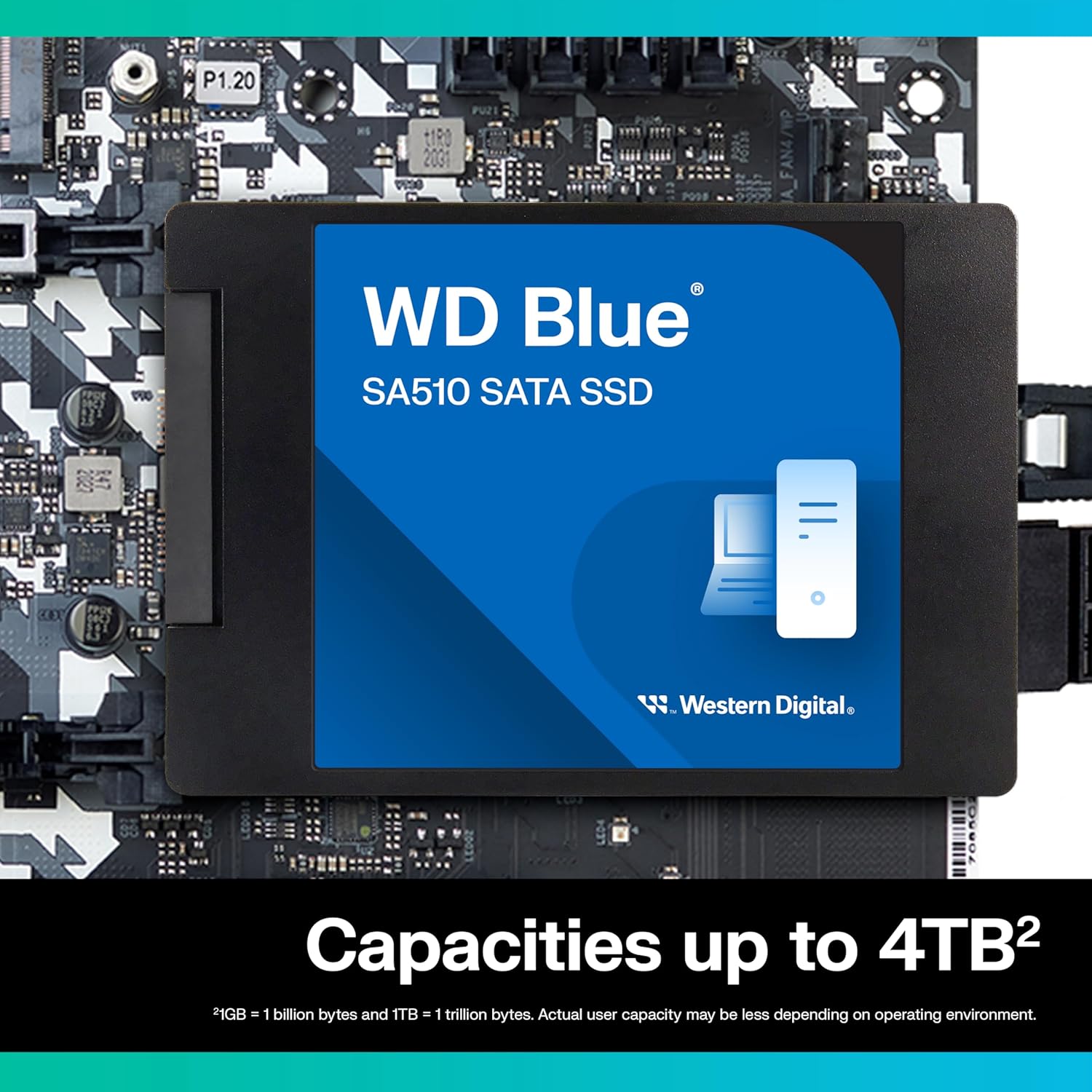 Western Digital WD Blue SA510 SATA 250GB, Up to 555MB/s, 2.5 Inch/7 mm, 5Y Warranty, Internal Solid State Drive (SSD) (WDS250G3B0A)