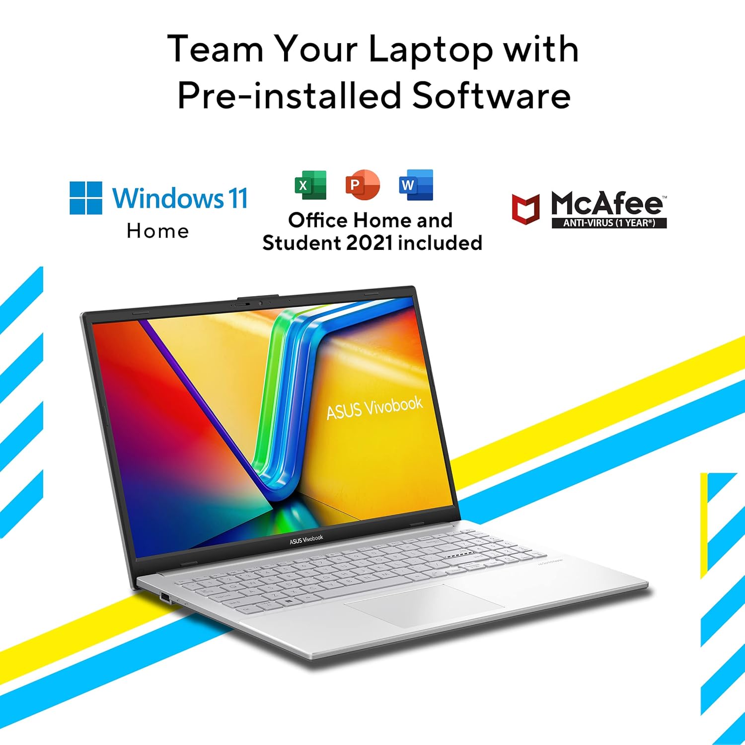 ASUS Vivobook Go 15 (2023), Intel Core i3-N305, 8GB RAM, 512GB SSD, FHD, 15.6"/39.62cm, Windows 11, MS Office 2021, Silver, 1.63KG, E1504GA-NJ321WS, Integrated Graphics, Backlit KB, Thin&Light Laptop