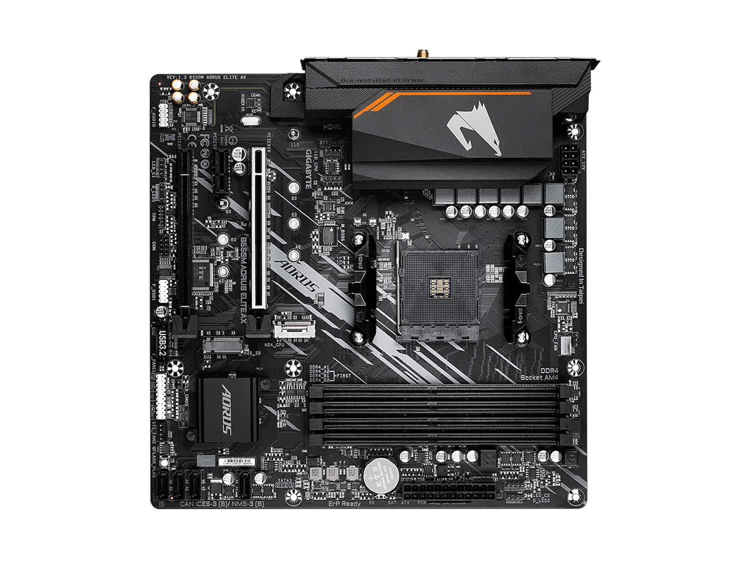 GIGABYTE B550M Aorus Elite Ax (Am4/ AMD/ B550/ Micro ATX/Single M.2/ Sata 6Gb/S/USB 3.2 Gen 1/ Realtek Gbe LAN/Pcie 4.0/ DDR4 Motherboard)
