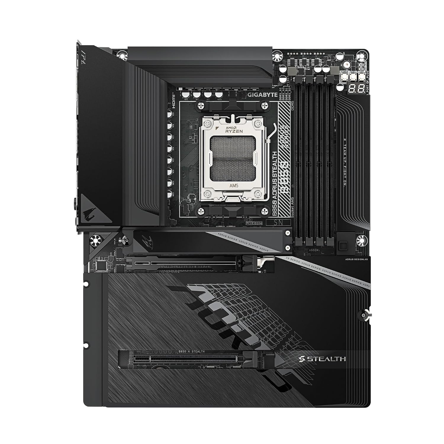 GIGABYTE B850 AORUS Stealth AM5 Socket DDR5 ATX Gaming Motherboard PCIe 5.0 Wi-Fi 7 5GbE LAN 4× M.2 Gen5/Gen4 X3D Turbo DDR5-8200(OC) Ultimate DIY Features