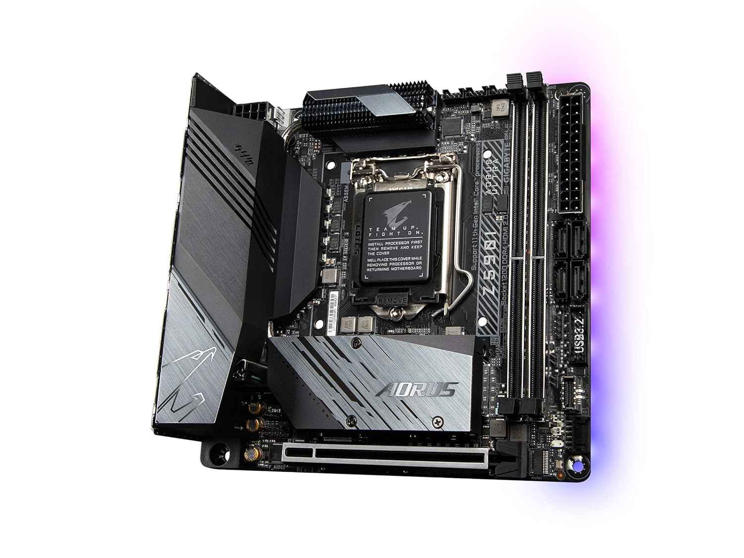 GIGABYTE Z590I AORUS Ultra (LGA 1200/Intel Z590/Mini-ITX/Dual M.2/PCIe 4.0/USB 3.2 Gen2X2 Type-C/Intel WiFi 6/Intel i225V 2.5GbE/ Gaming Motherboard)