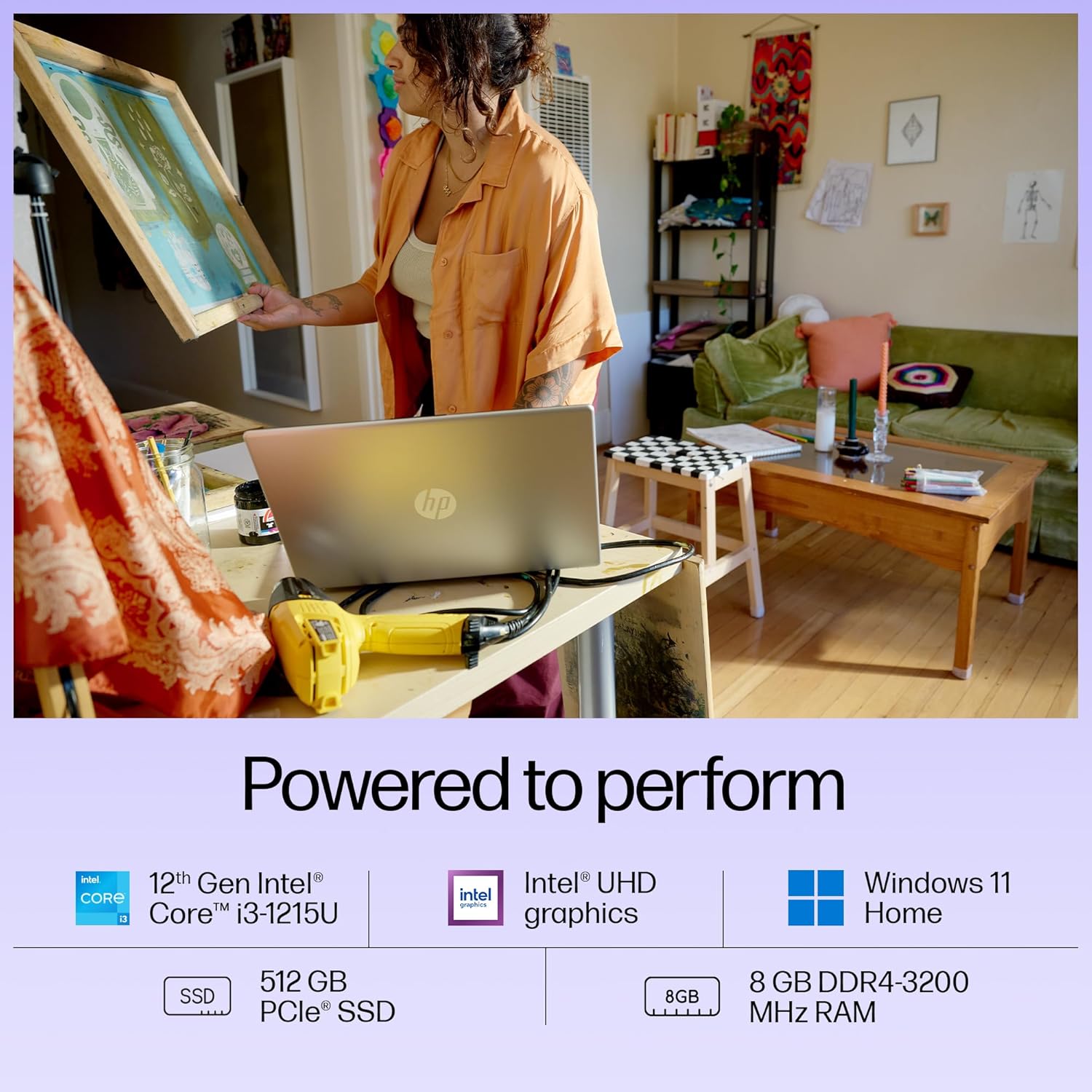 HP New 15 Intel Core i3 12th Gen (8GB DDR4 RAM/ 512 GB NVMe M.2 SSD/Windows 11 / MS Office'2021 / FHD 15.6" Screen/Silver / 1.59 kg/Dual Speakers) FD0061TU