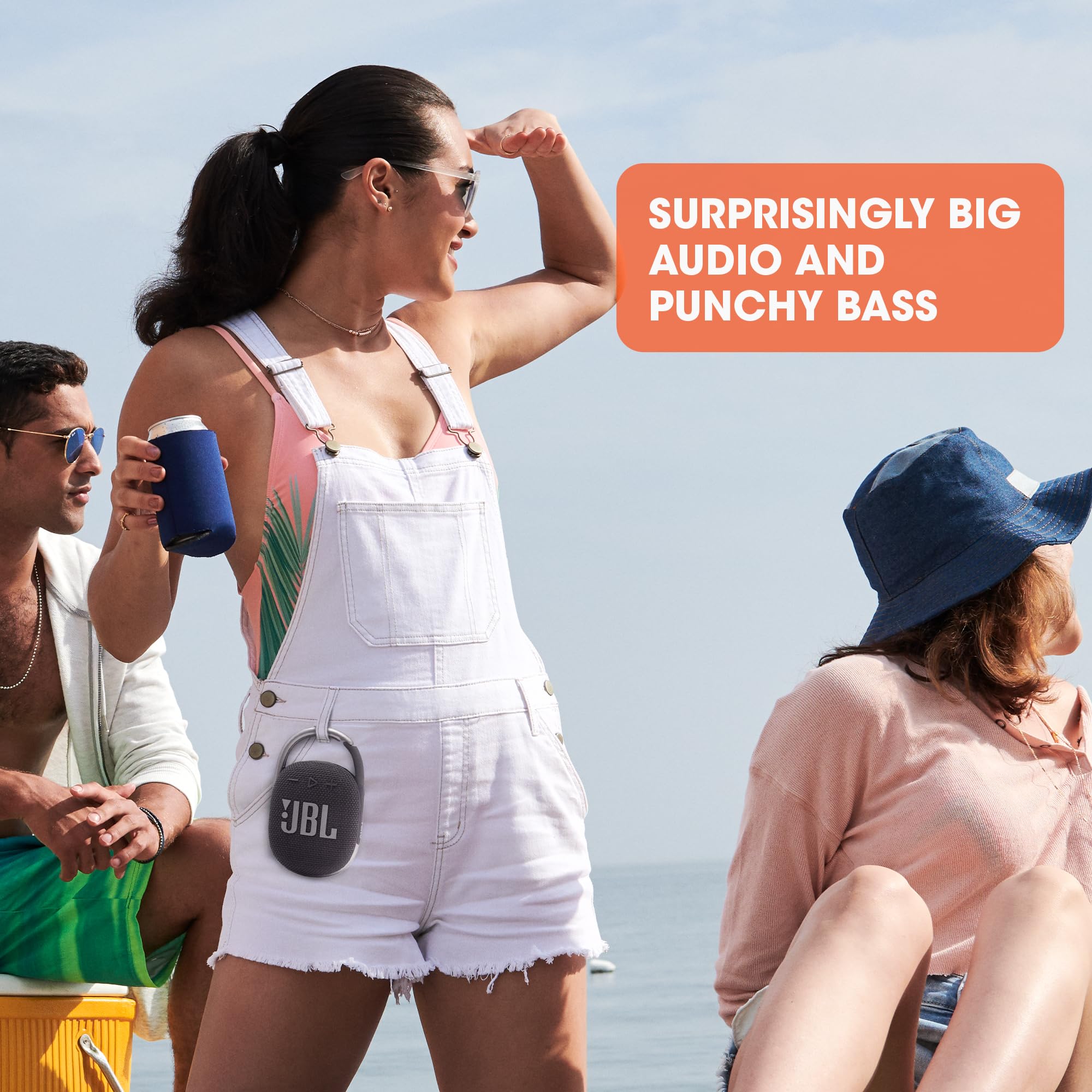 JBL Clip 4 Eco - Ultra-Portable Waterproof and Dustproof Bluetooth Speaker, big audio & punchy bass, made with 90% post-consumer recycled plastic, Integrated carabiner, Up to 10 Hours of Play (White) - Zapnet.in