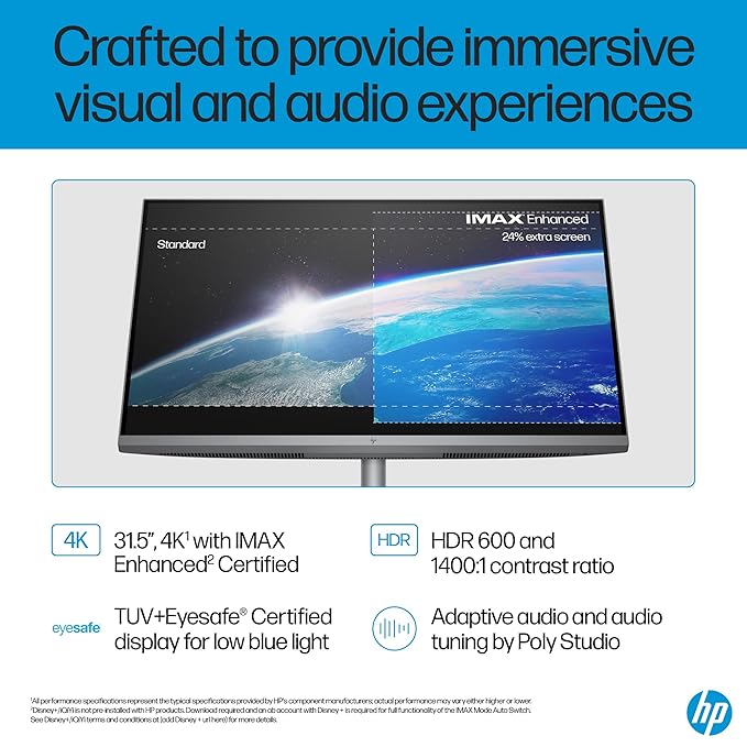 HP OmniStudio X All-in-One Desktop PC, Intel Core Ultra 7 155H, 16 GB DDR5, 1TB SSD, 80.1 cm (31.5"), Dual 2W Speakers,Windows 11,Office 21, Meteor Silver, 9.56 kg, 32-c0015in - Zapnet.in