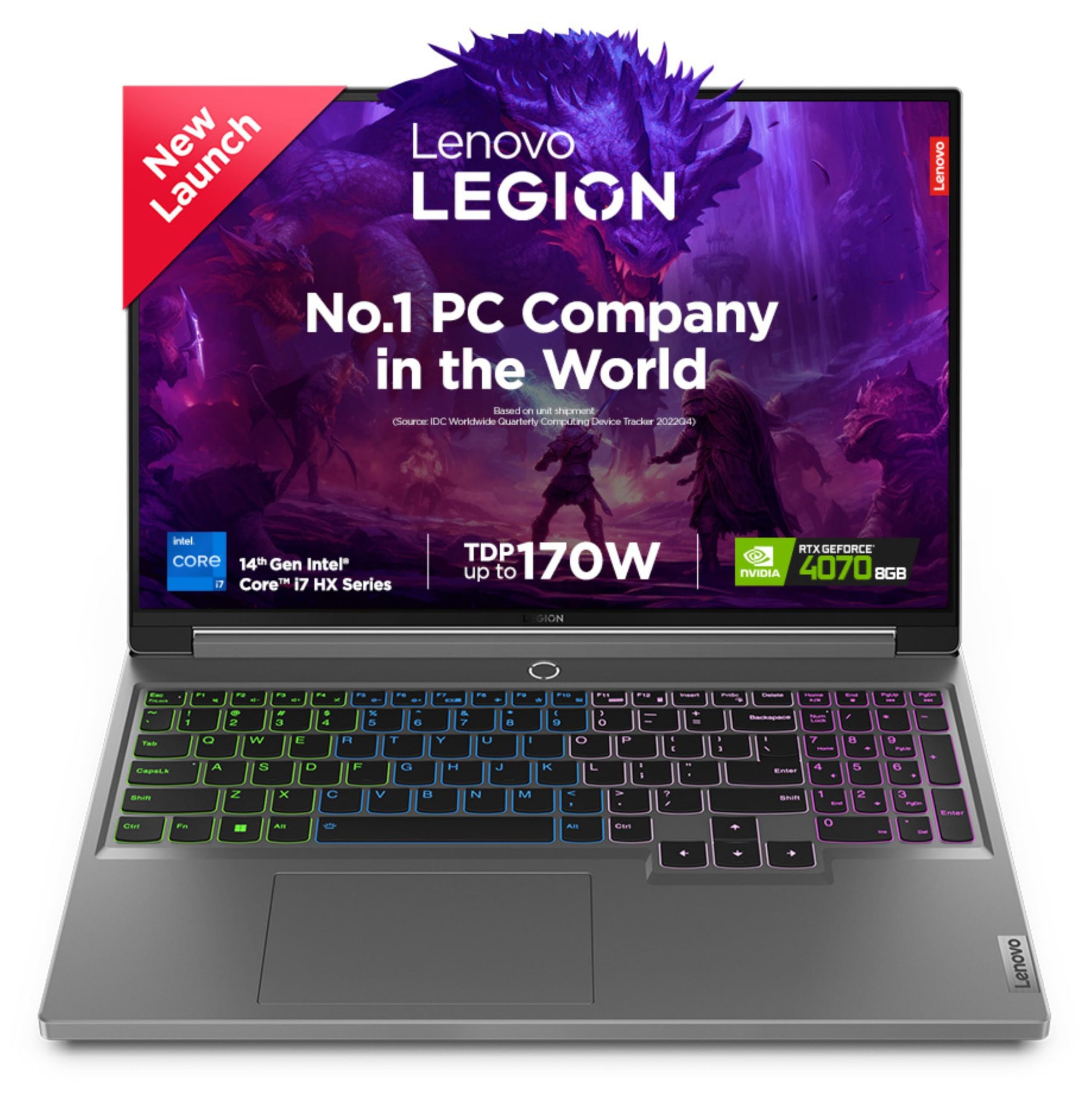 Lenovo Legion 5 Intel Core i7-14650HX 16" (40.64cm) WQXGA IPS 350Nits 165Hz Gaming Laptop (16GB/1TB SSD/Win 11/Office 2021/NVIDIA RTX 4060 8GB/100%sRGB/Alexa/3 Month Game Pass/Grey/2.3Kg), 83DG004SIN