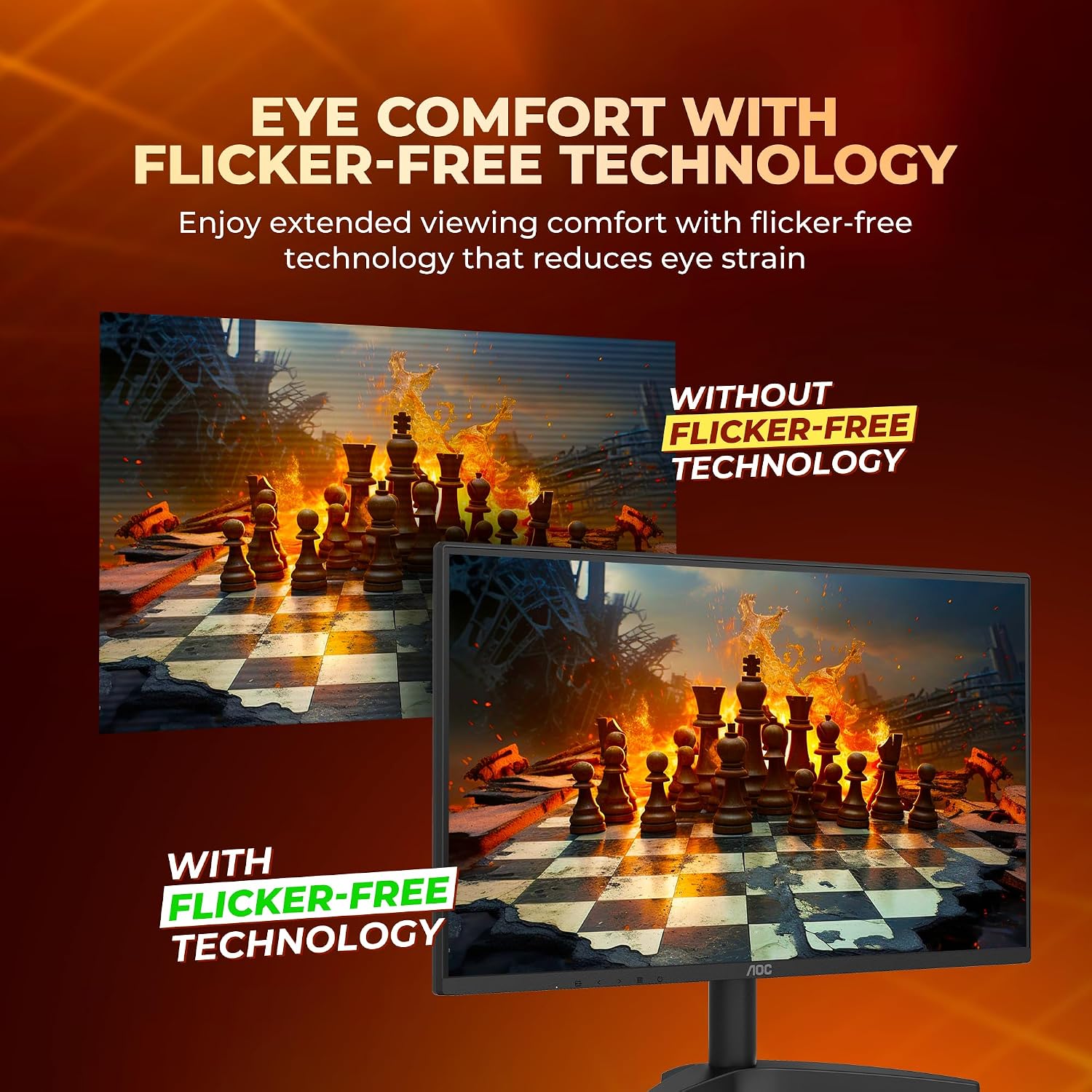 AOC 24B36H 23.8-Inch IPS Full HD Monitor, 100Hz Refresh Rate, 1ms Response Time, 3-Sided Frameless Design, Adaptive Sync, SRGB 105%, Mega DCR, HDMI Port, Flicker-Free Technology for Smooth Viewing